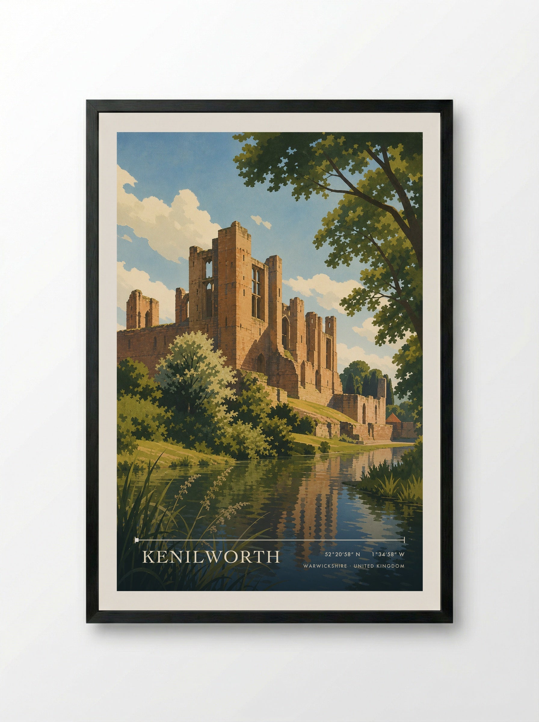 Kenilworth Warwickshire United Kingdom Travel Poster - Framed Print Black