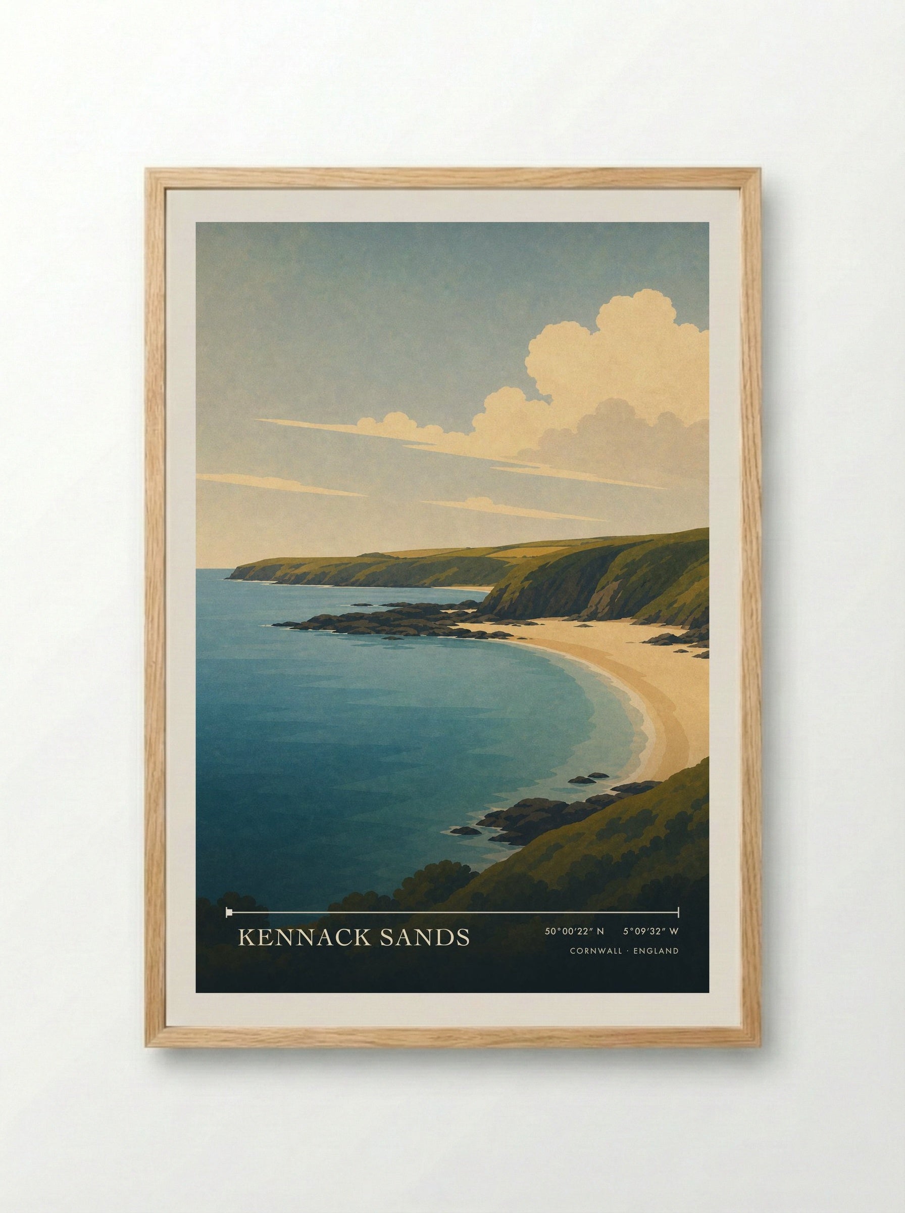 Kennack Sands Cornwall England Travel Poster - Framed Print Wood
