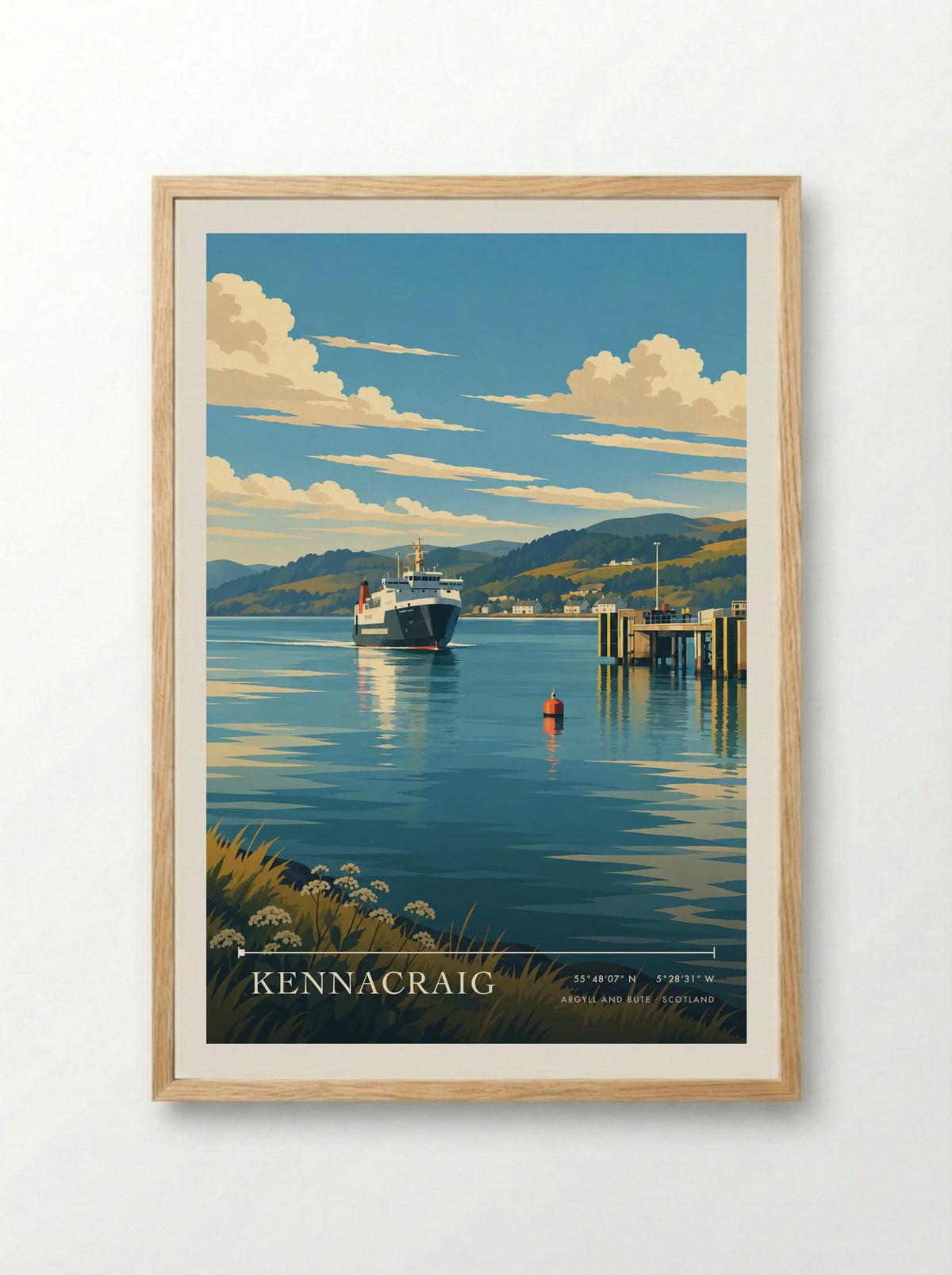Kennacraig, Argyll and Bute | Travel Poster - Framed Print Wood