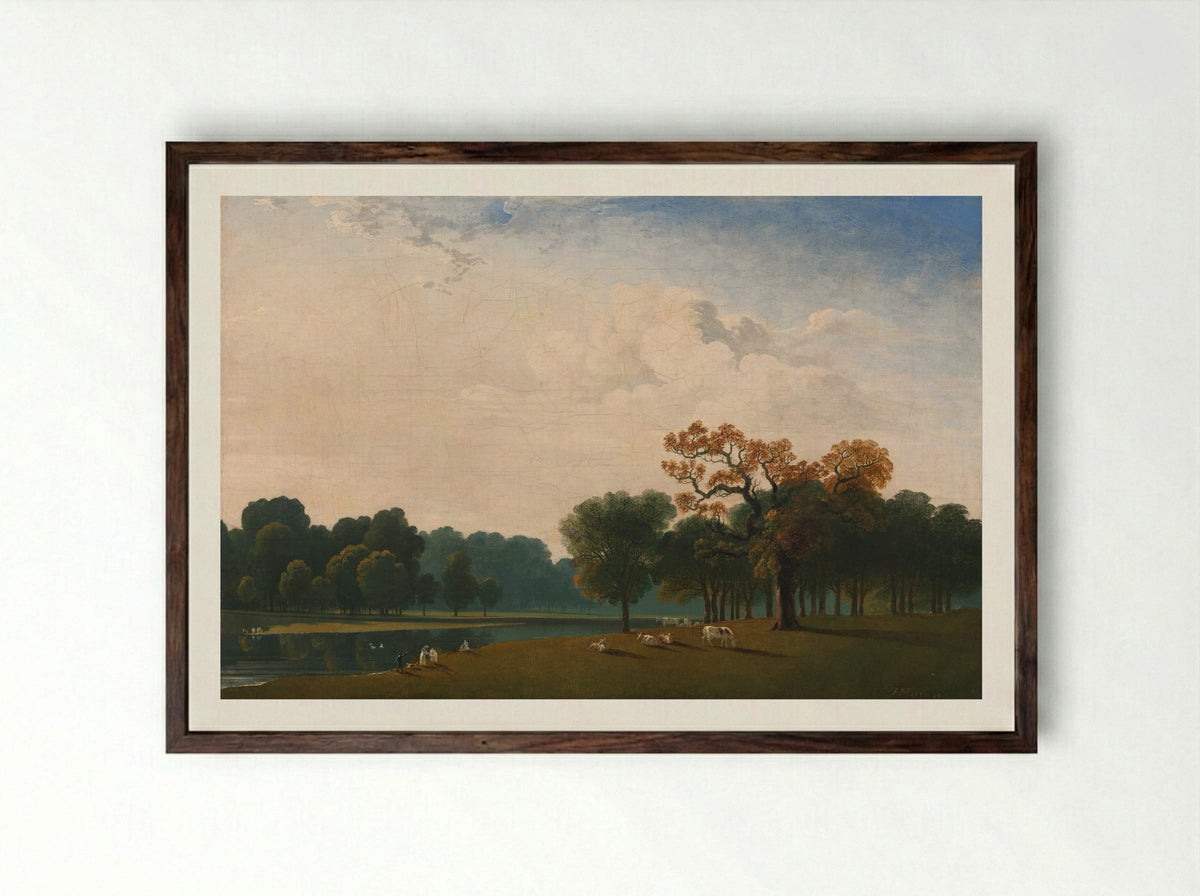 Kensington Gardens - John Martin - Framed Print Dark Wood