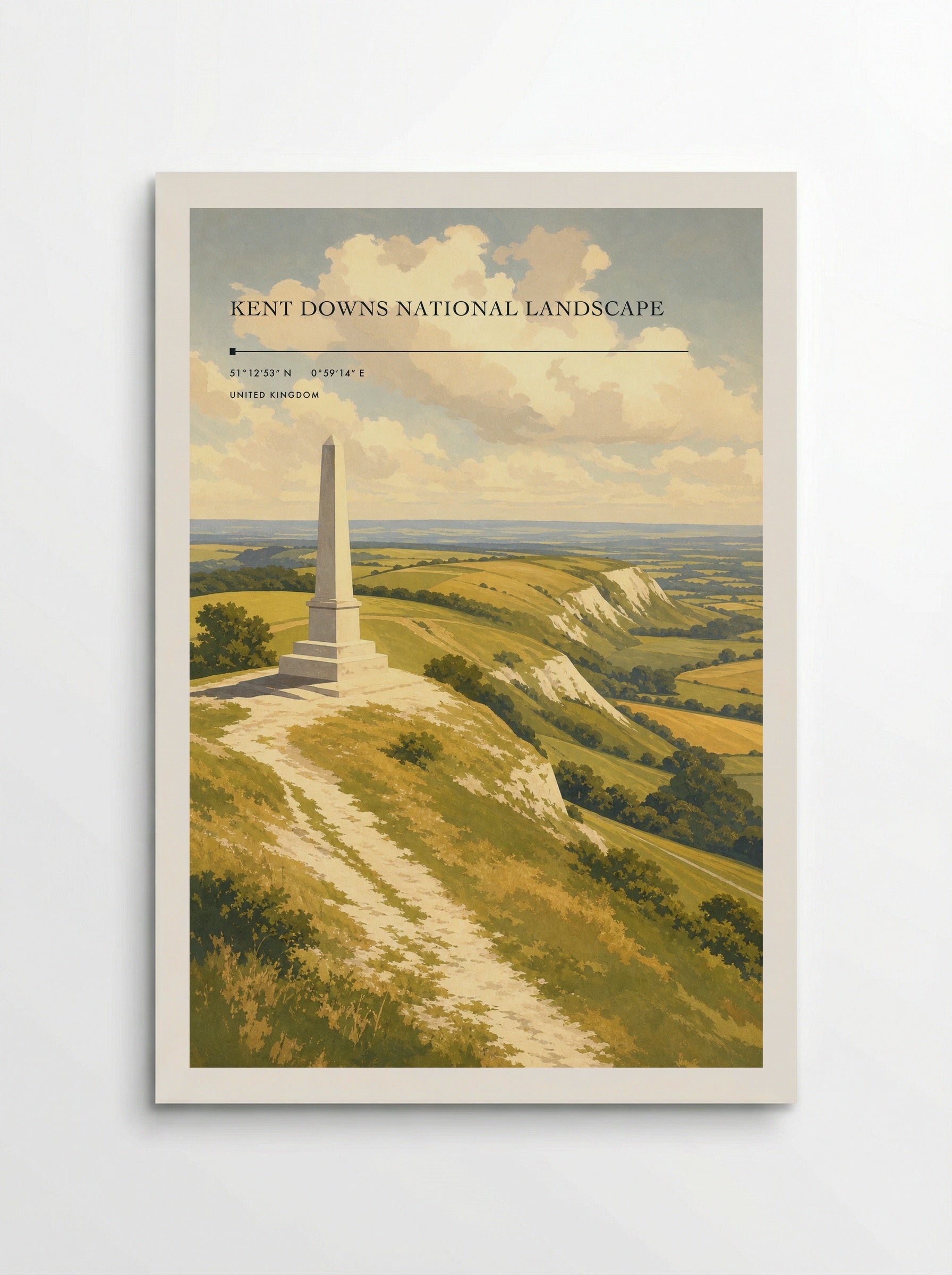 Kent Downs National Landscape United Kingdom Travel Poster - Poster