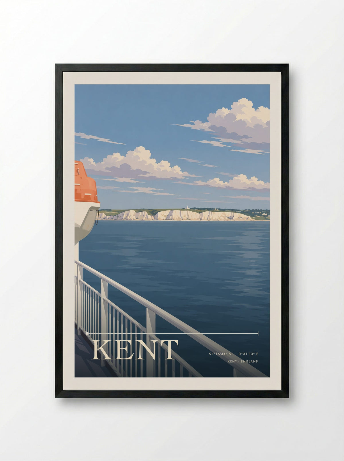 Kent | Travel Poster - Framed Print Black