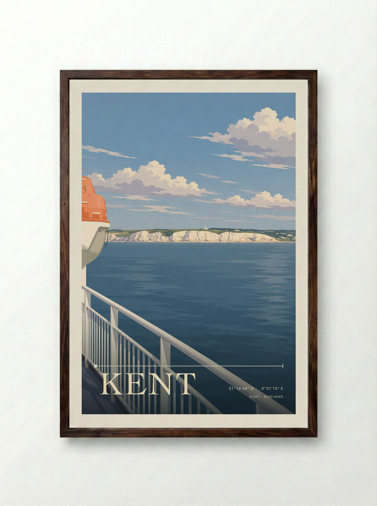 Kent | Travel Poster - Framed Print Dark Wood