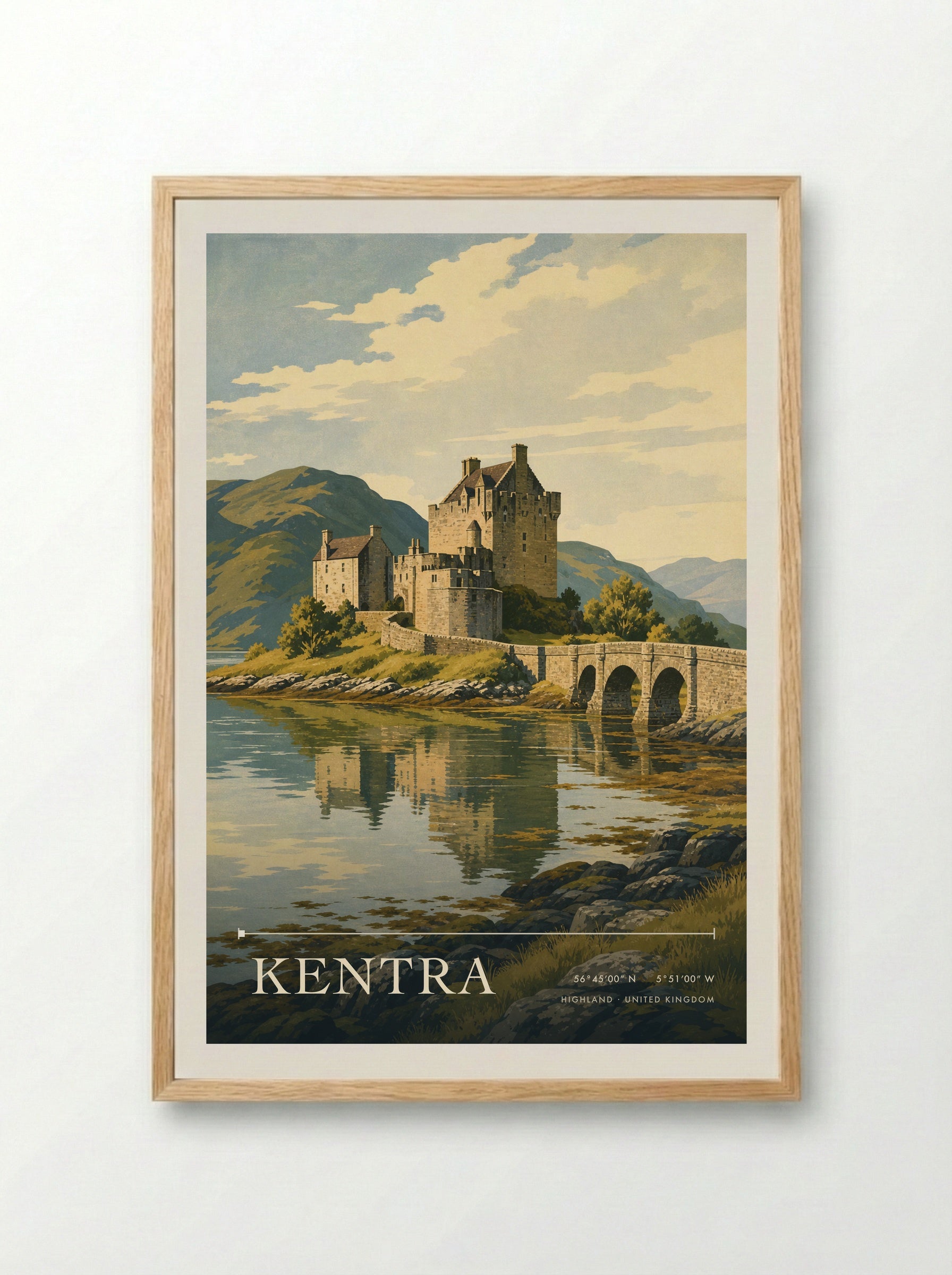 Kentra Highland United Kingdom Travel Poster - Framed Print Wood