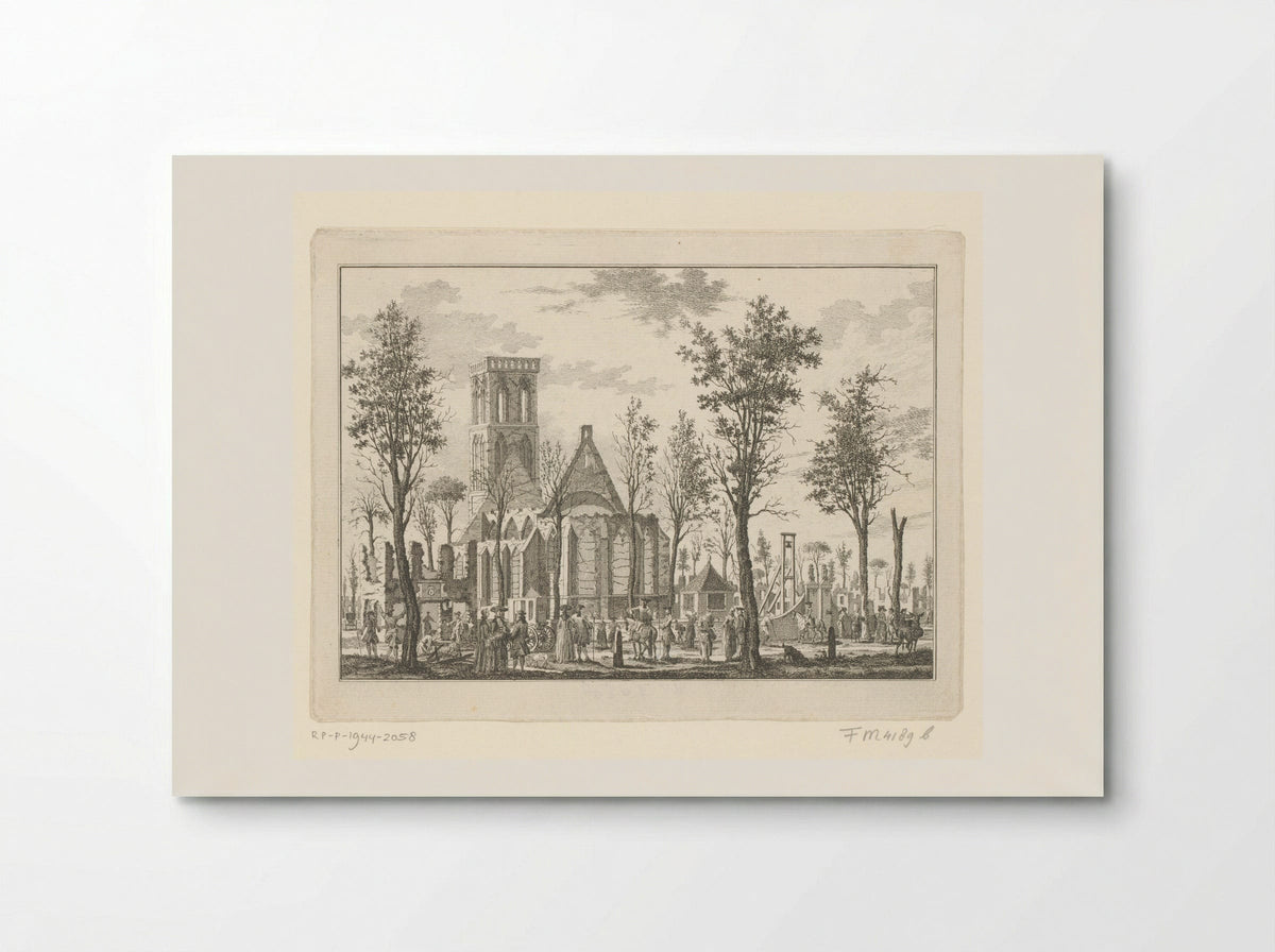Kerk en Rechthuis te Hilversum na de brand van 1766 - Willem Writs - Poster