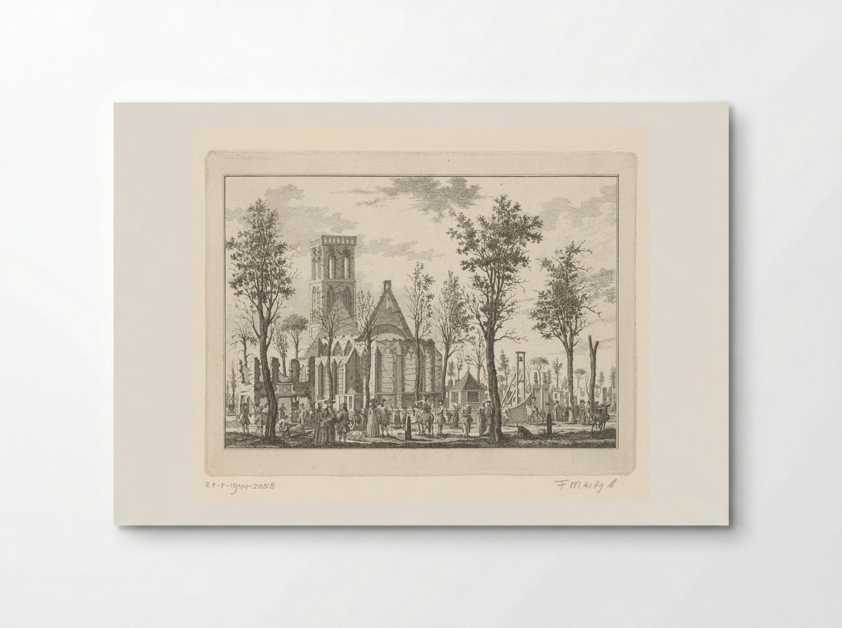 Kerk en Rechthuis te Hilversum na de brand van 1766 - Willem Writs - Poster