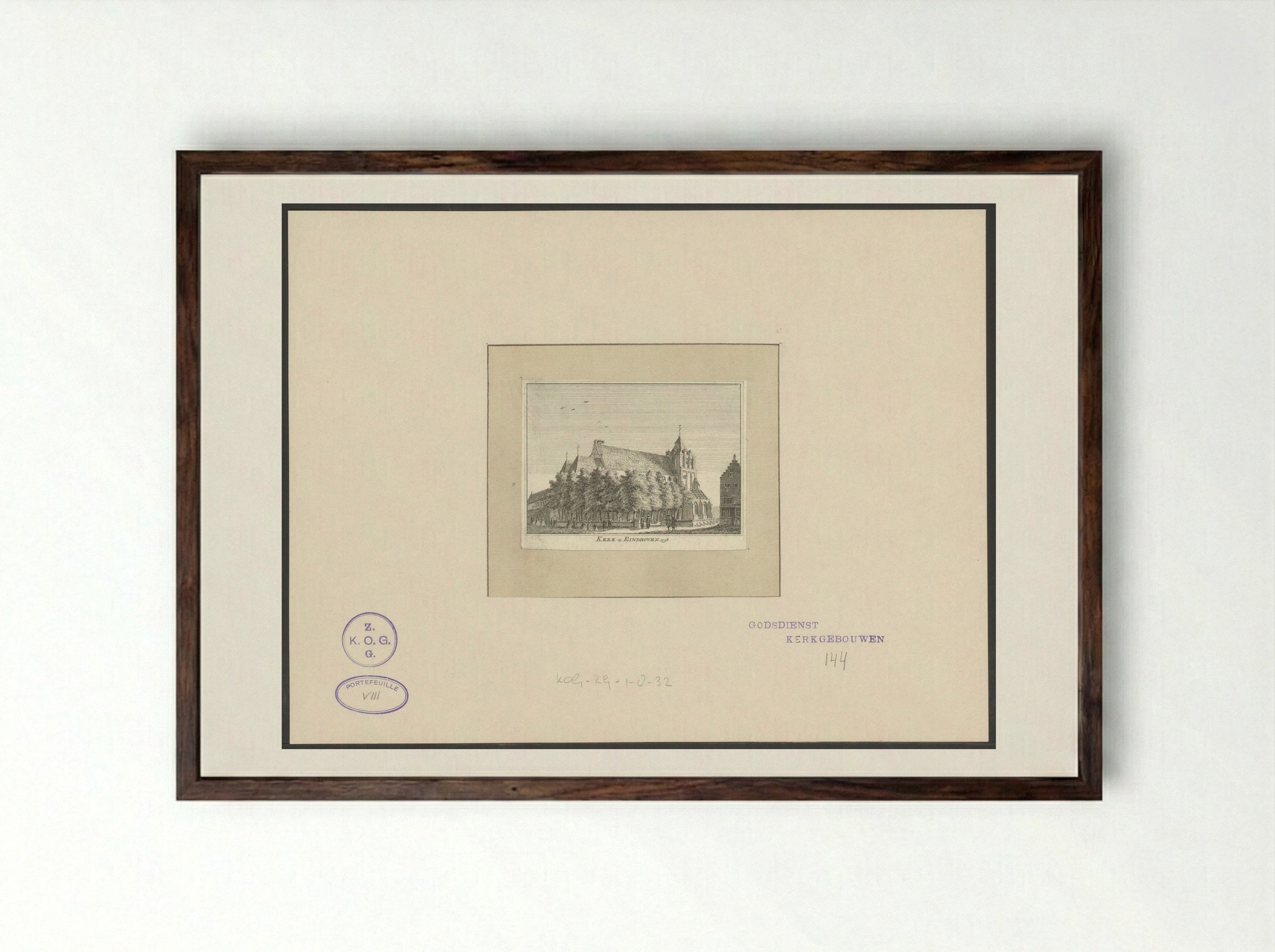 Kerk te Eindhoven - Hendrik Spilman - Framed Print Dark Wood