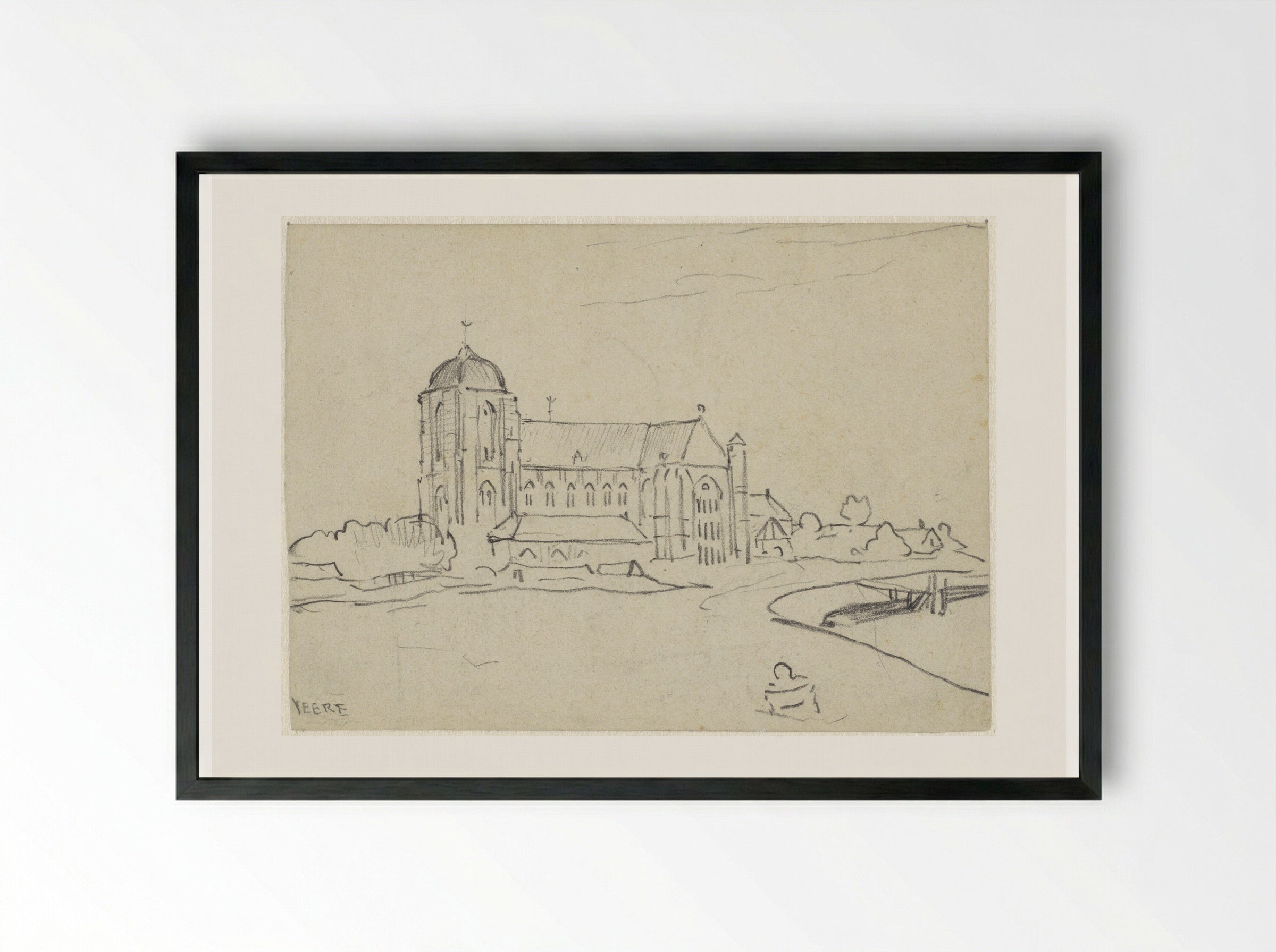 Kerk te Veere - Adolf le Comte - Framed Print Black