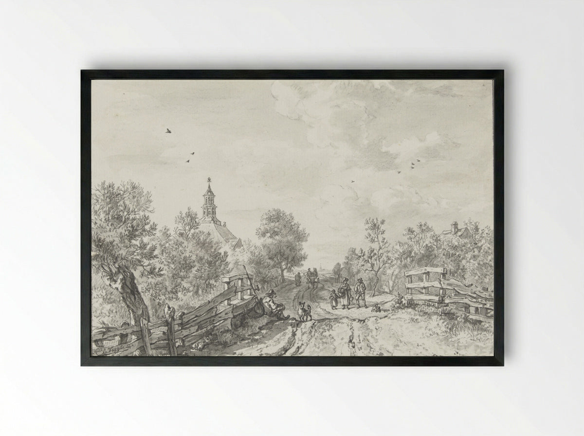 Kerk te Wilsveen - Karel la Fargue - Framed Print Black