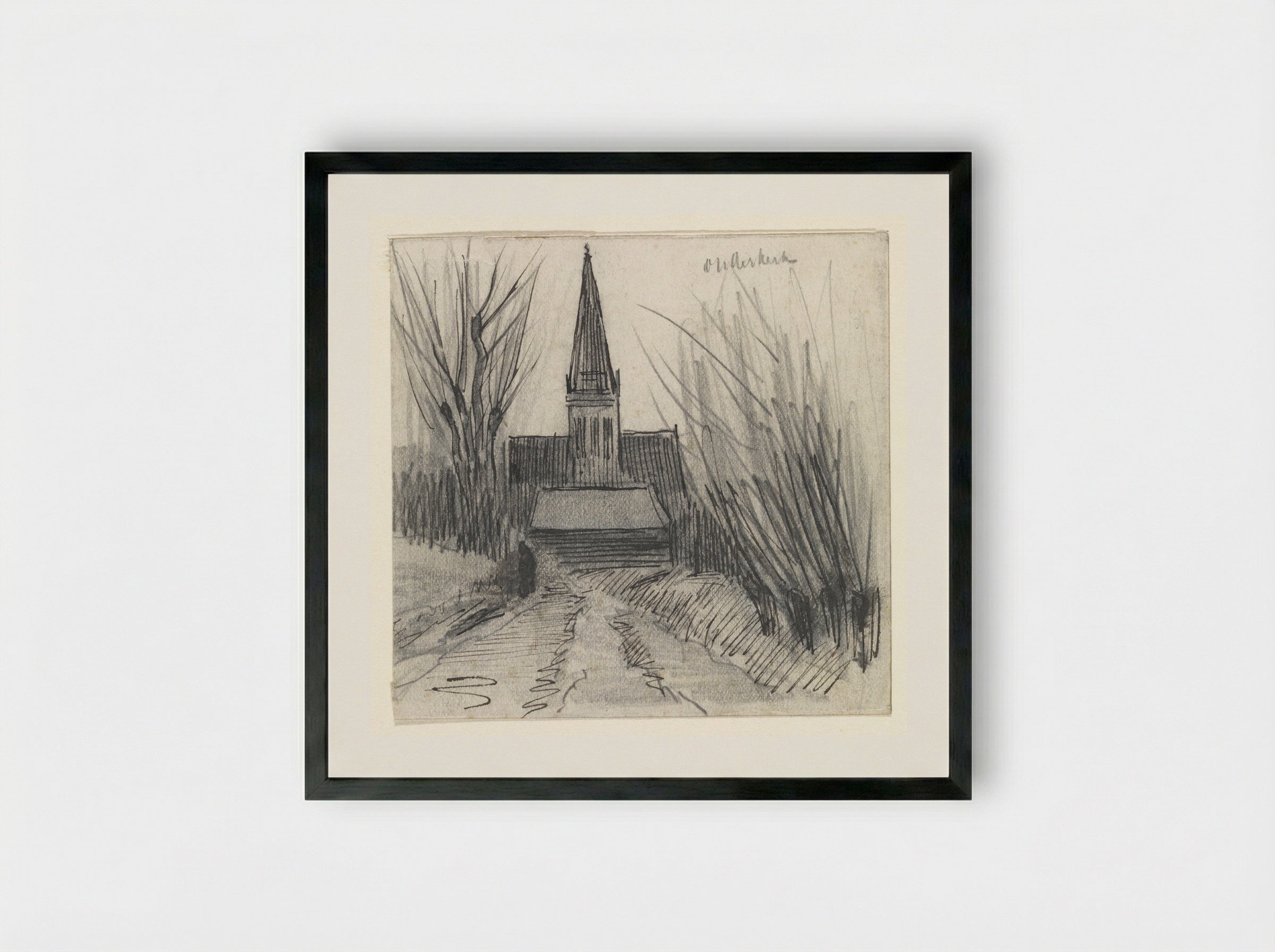 Kerk van Ouderkerk - Jan van Essen - Framed Print Black
