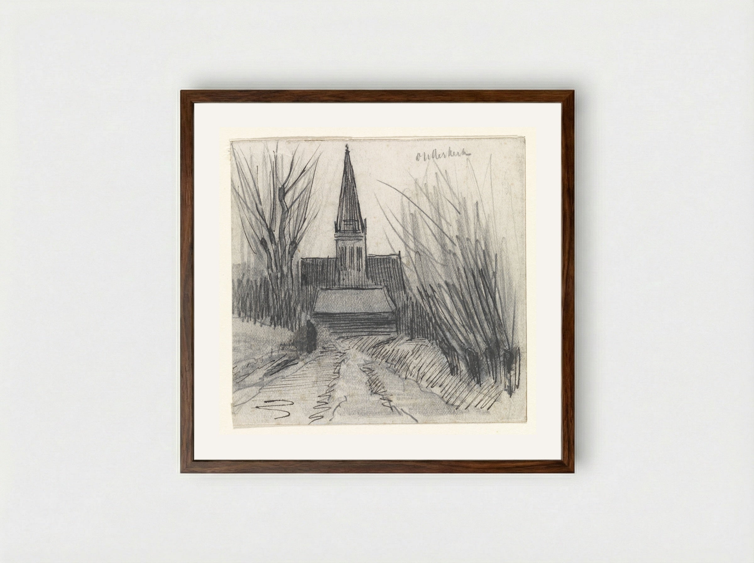 Kerk van Ouderkerk - Jan van Essen - Framed Print Dark Wood