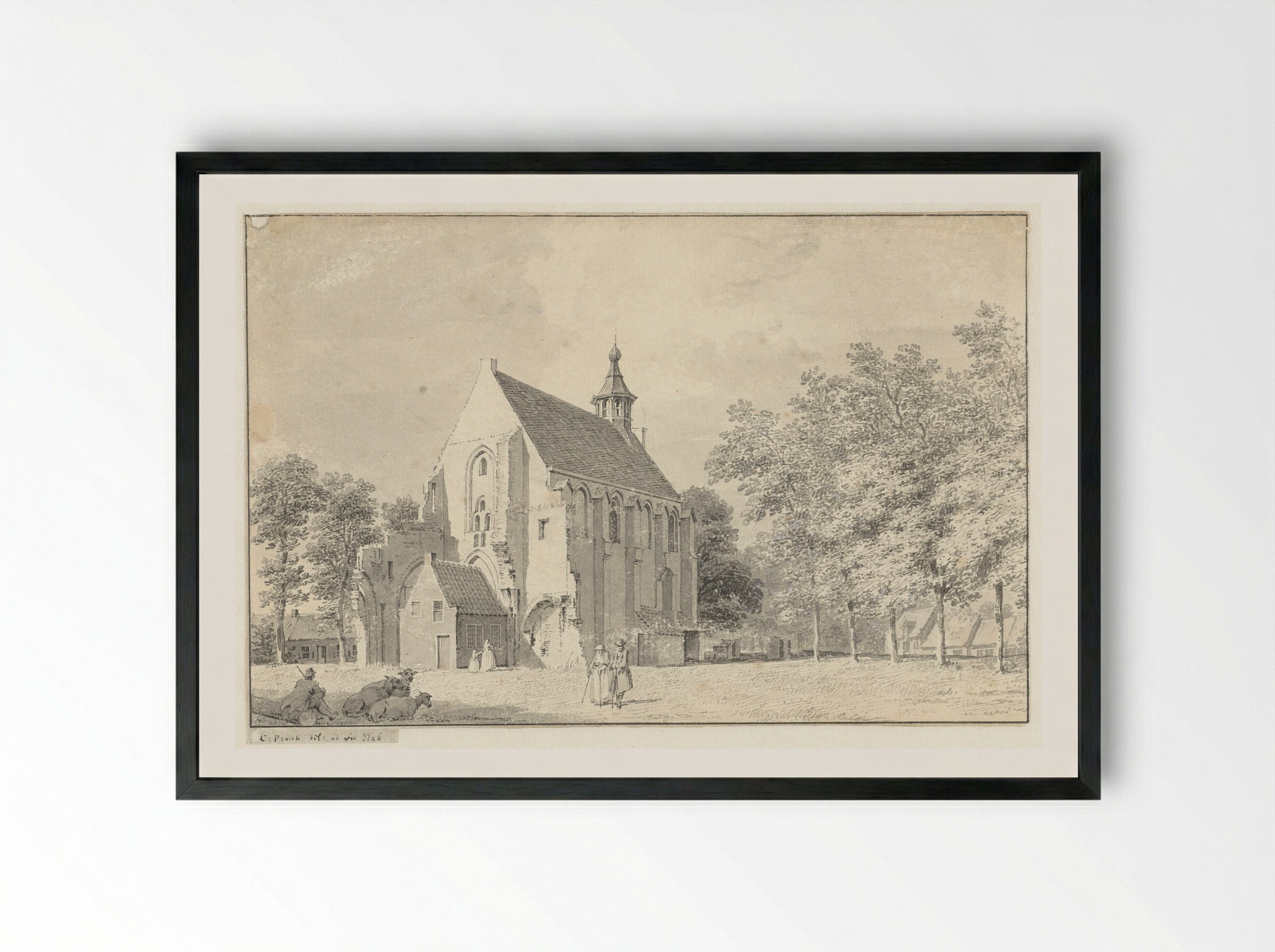 Kerk van West-Souburg - Cornelis Pronk - Framed Print Black
