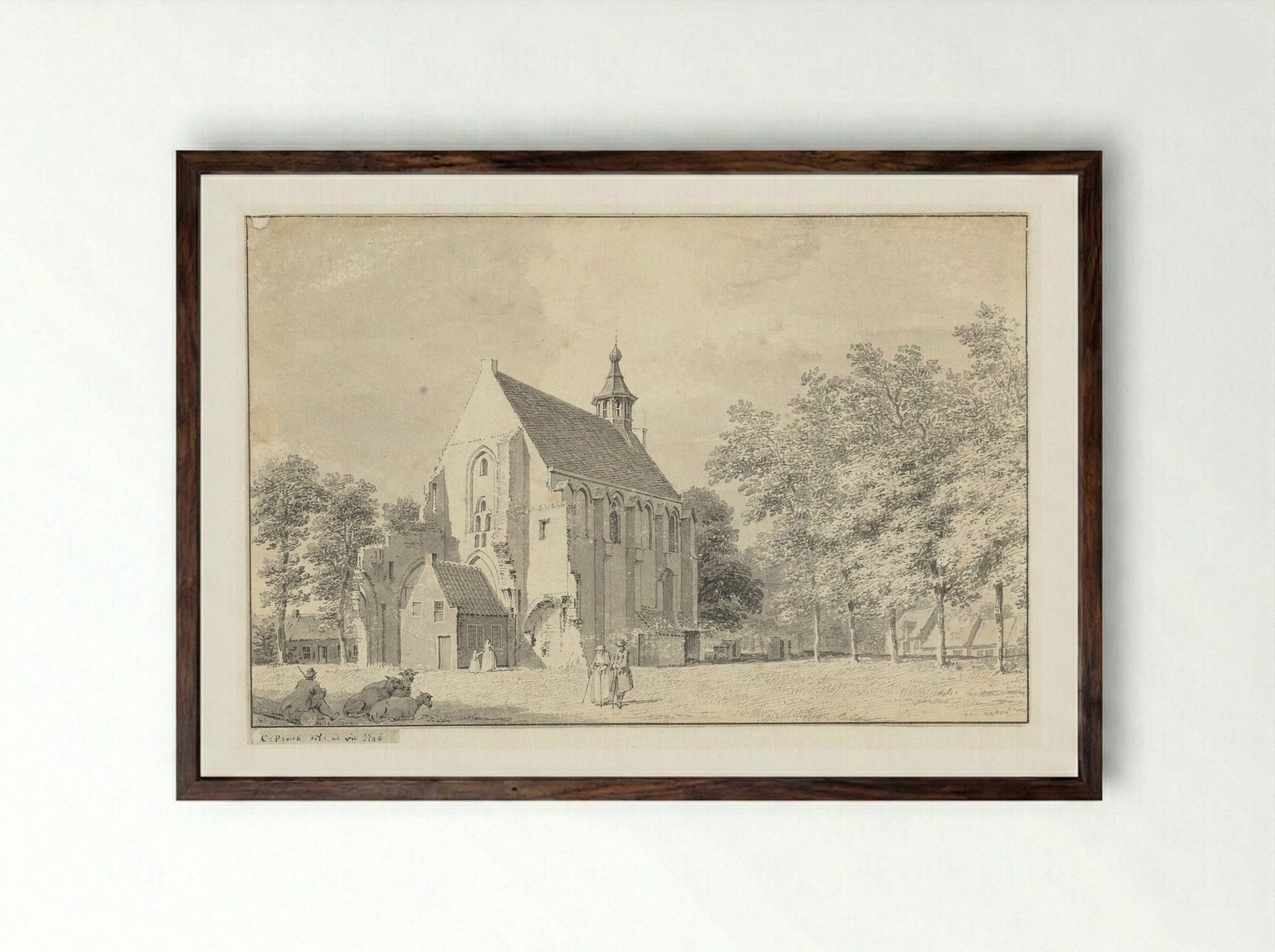 Kerk van West-Souburg - Cornelis Pronk - Framed Print Dark Wood