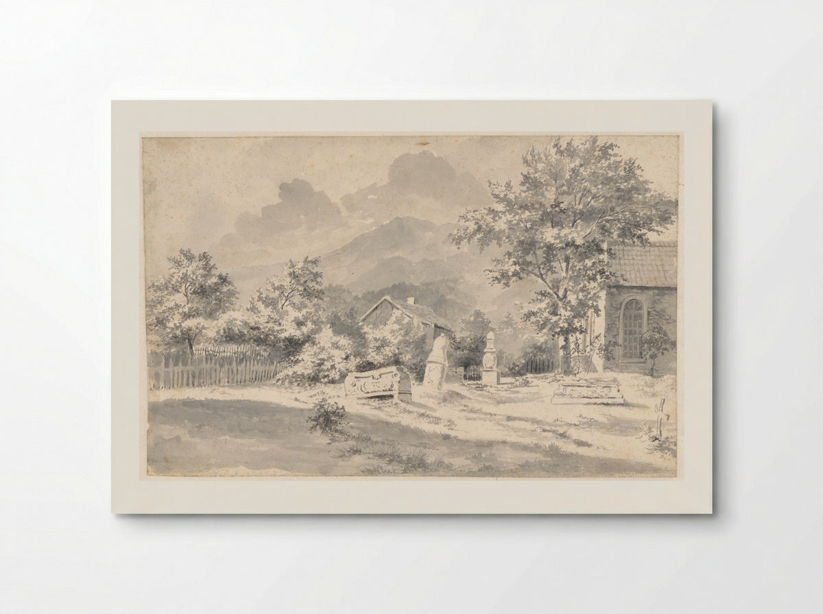 Kerkhof met verzakte stenen, te Ilsenburg - Cornelis François Roos - Poster