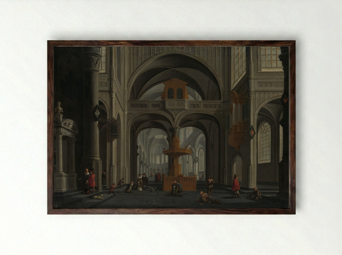 Kerkinterieur (Church Interior) - Daniël de Blieck - Framed Print Dark Wood