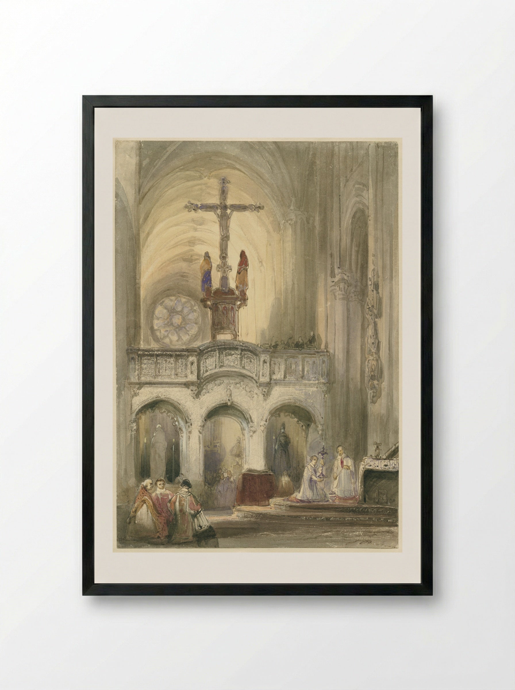 Kerkinterieur - Johannes Bosboom - Framed Print Black