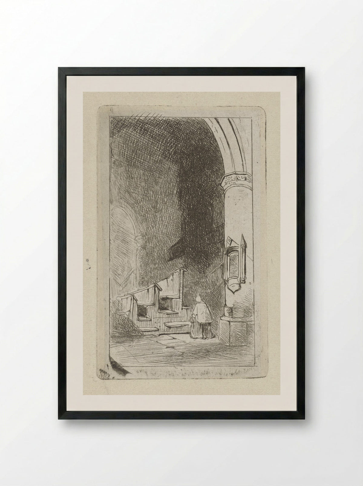 Kerkinterieur - Jan Diederikus Kruseman - Framed Print Black