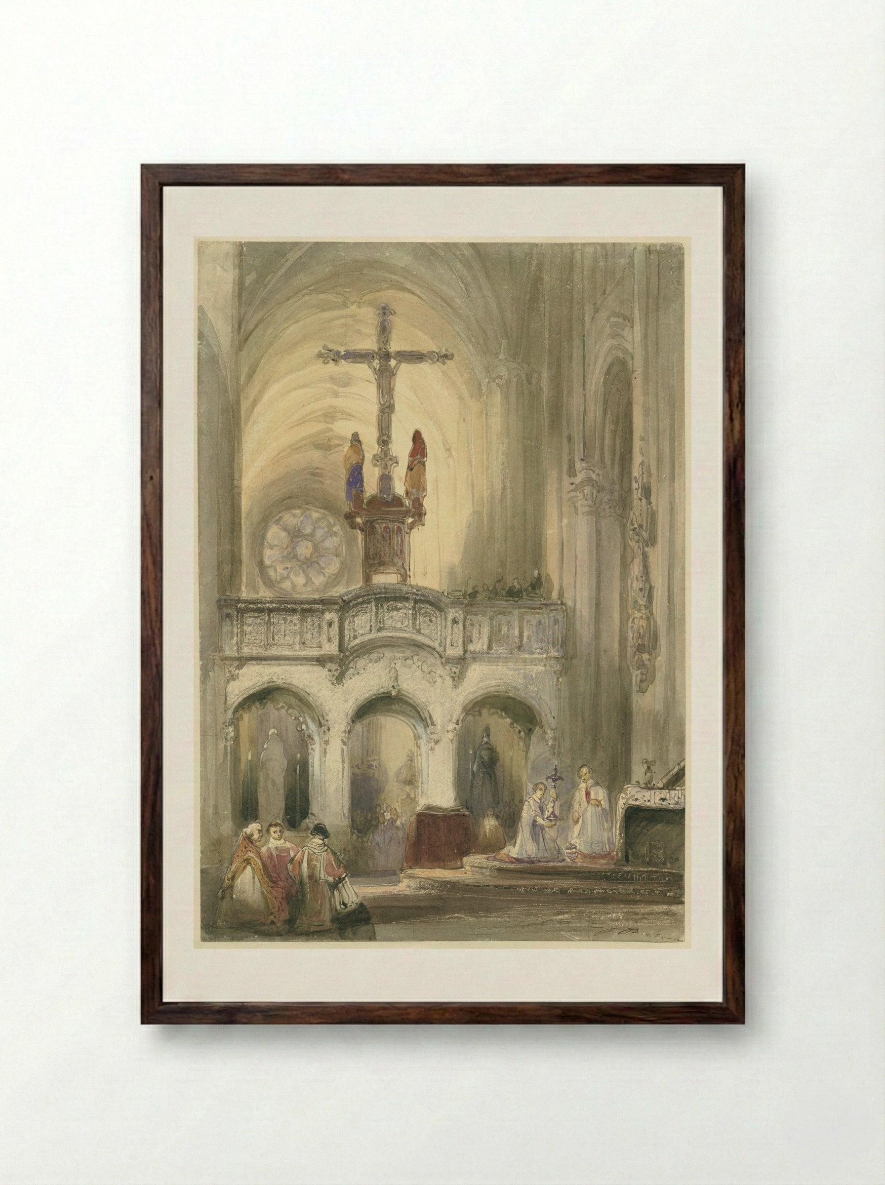 Kerkinterieur - Johannes Bosboom - Framed Print Dark Wood
