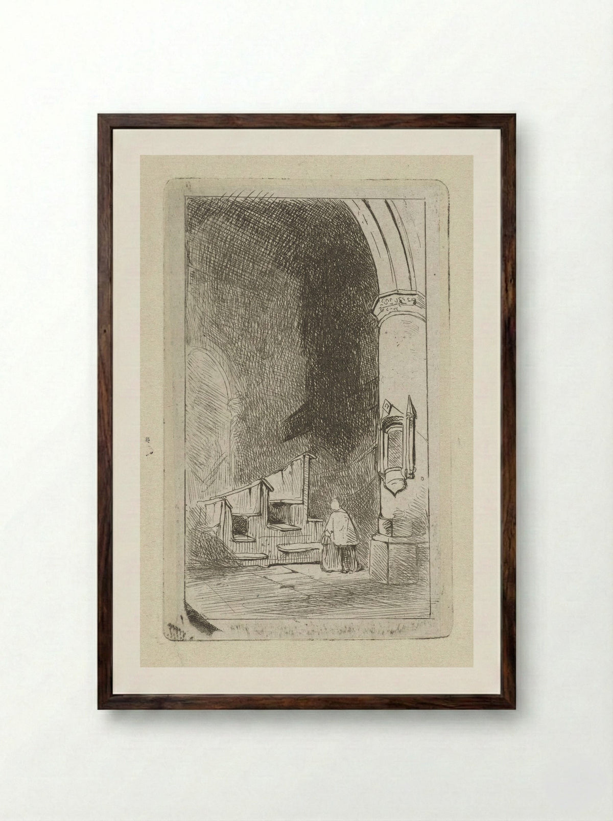 Kerkinterieur - Jan Diederikus Kruseman - Framed Print Dark Wood