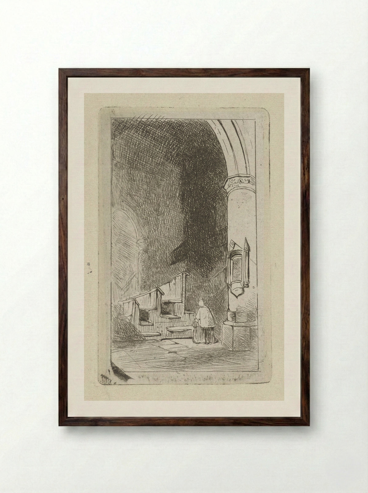 Kerkinterieur - Jan Diederikus Kruseman - Framed Print Dark Wood