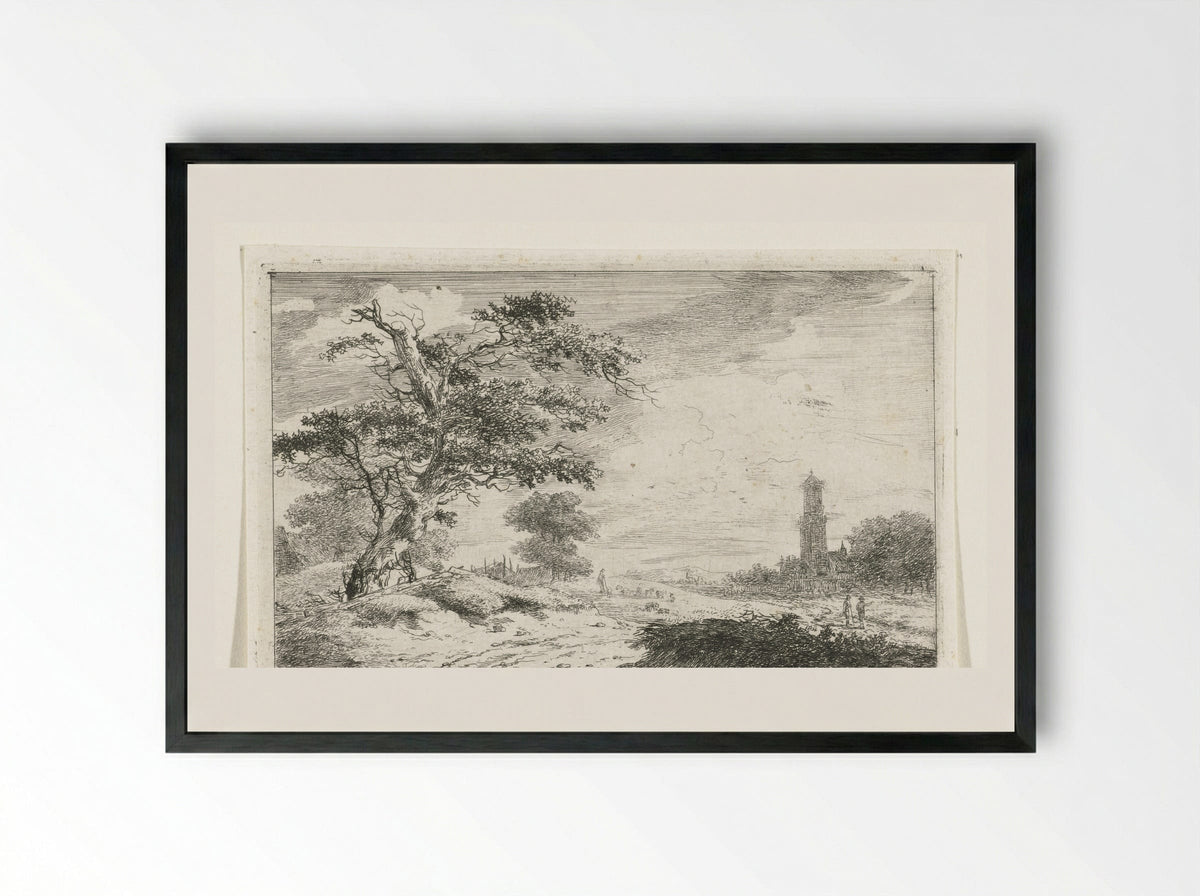 Kerktoren bij zandvlakte - Hermanus van Brussel - Framed Print Black