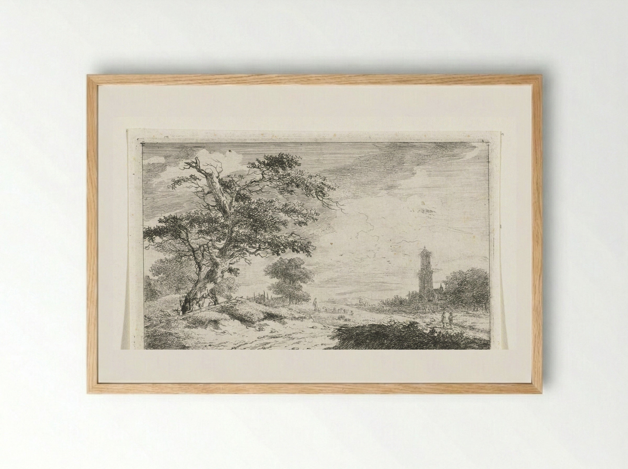 Kerktoren bij zandvlakte - Hermanus van Brussel - Framed Print Wood