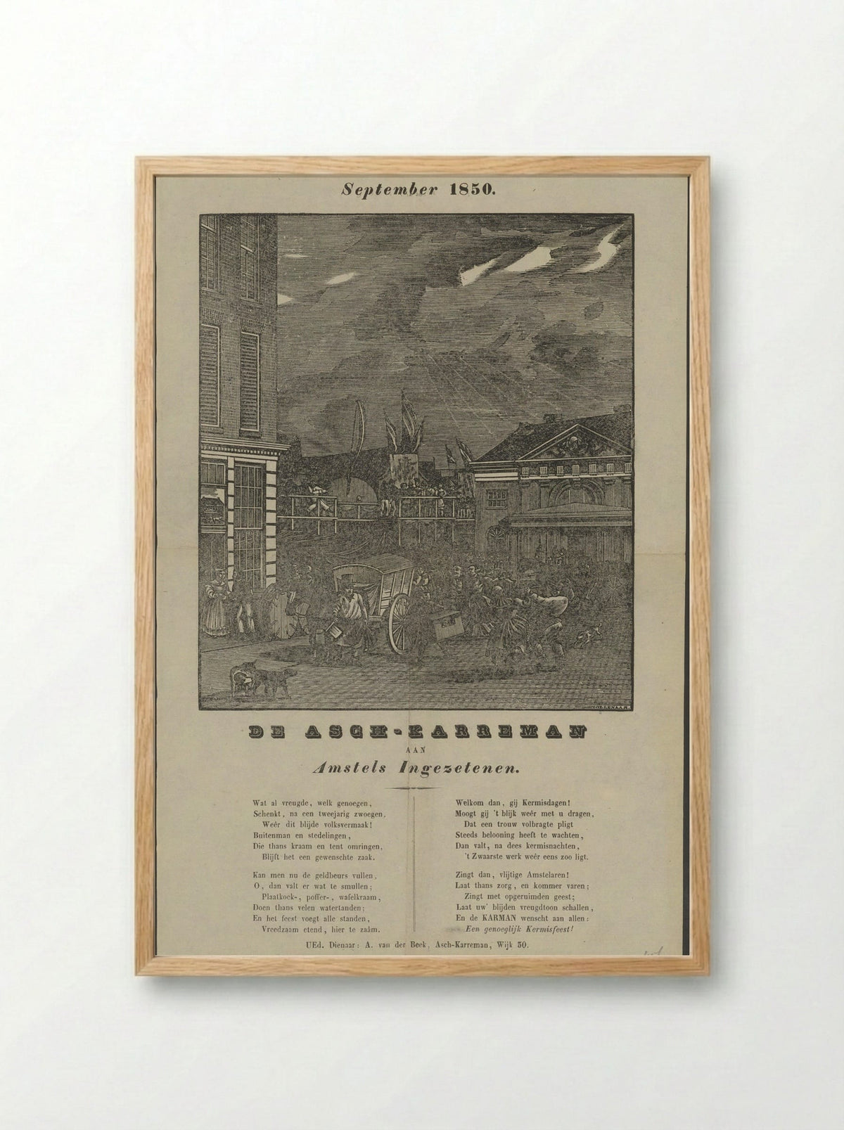 Kermisprent van de Amsterdamse askarrenmannen voor het jaar 1850 - Dirk Wijbrand Tollenaar - Framed Print Wood