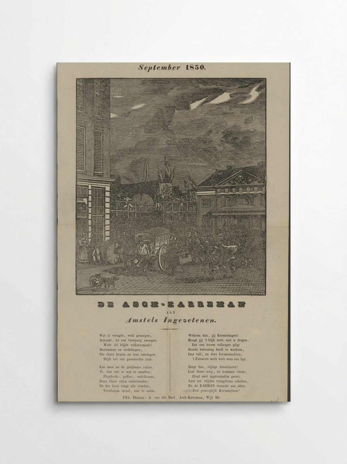 Kermisprent van de Amsterdamse askarrenmannen voor het jaar 1850 - Dirk Wijbrand Tollenaar - Poster