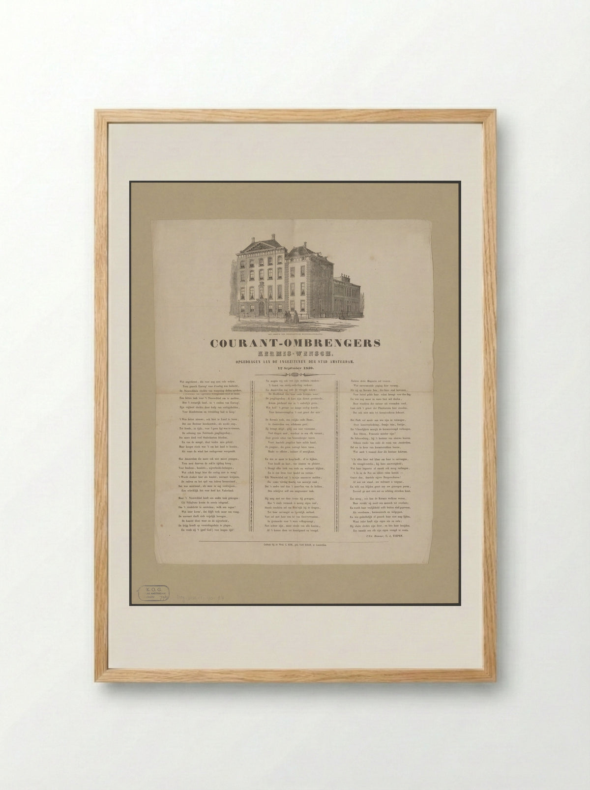 Kermisprent van de Amsterdamse courantombrengers voor het jaar 1859 - Isaac Weissenbruch - Framed Print Wood