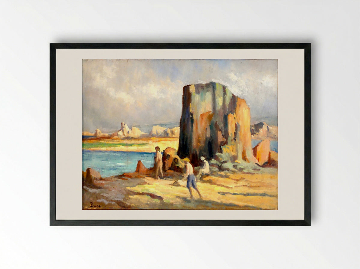 Kermouster, La Plage - Maximilien Luce - Framed Print Black