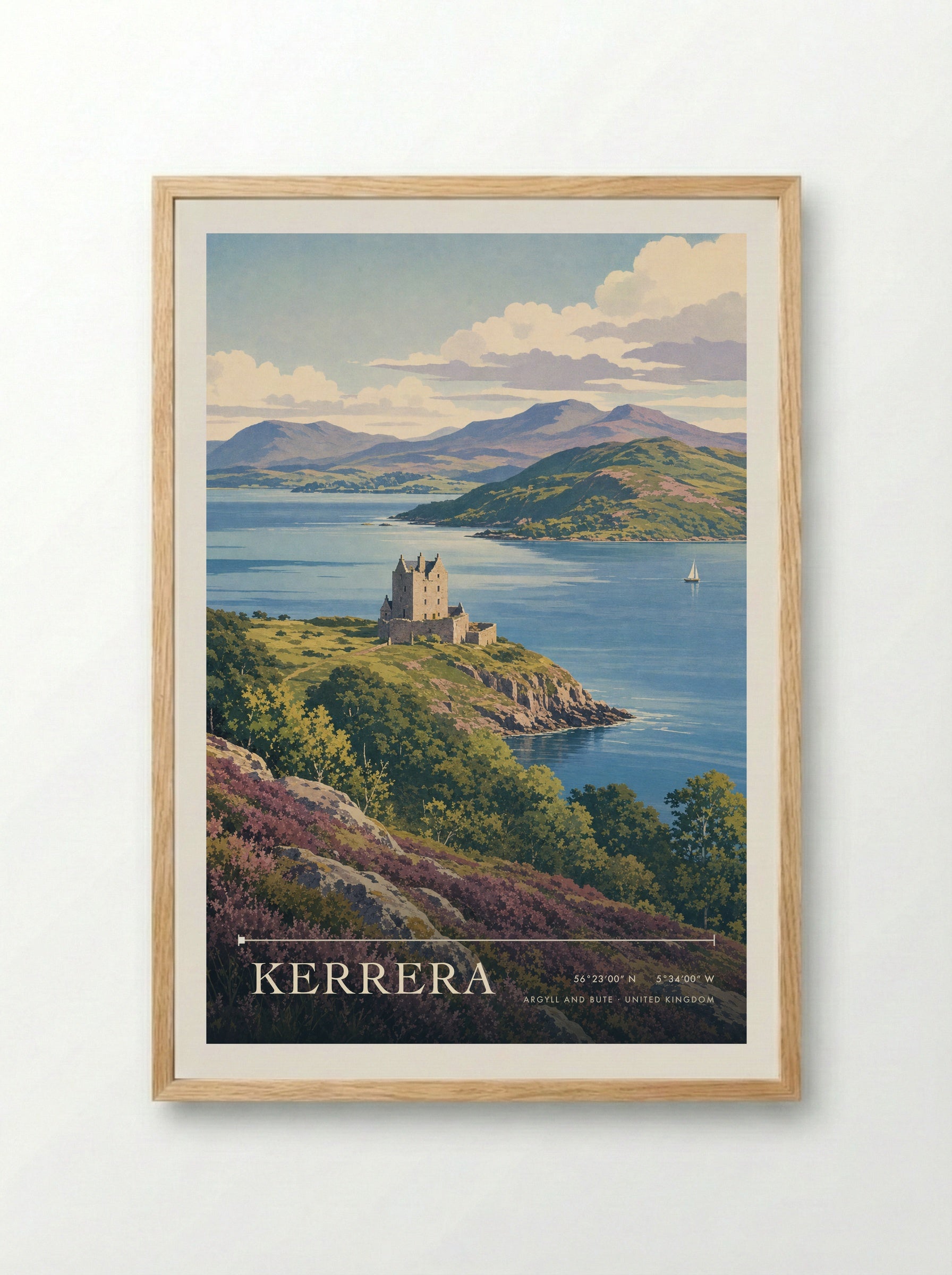 Kerrera Argyll and Bute United Kingdom Travel Poster - Framed Print Wood