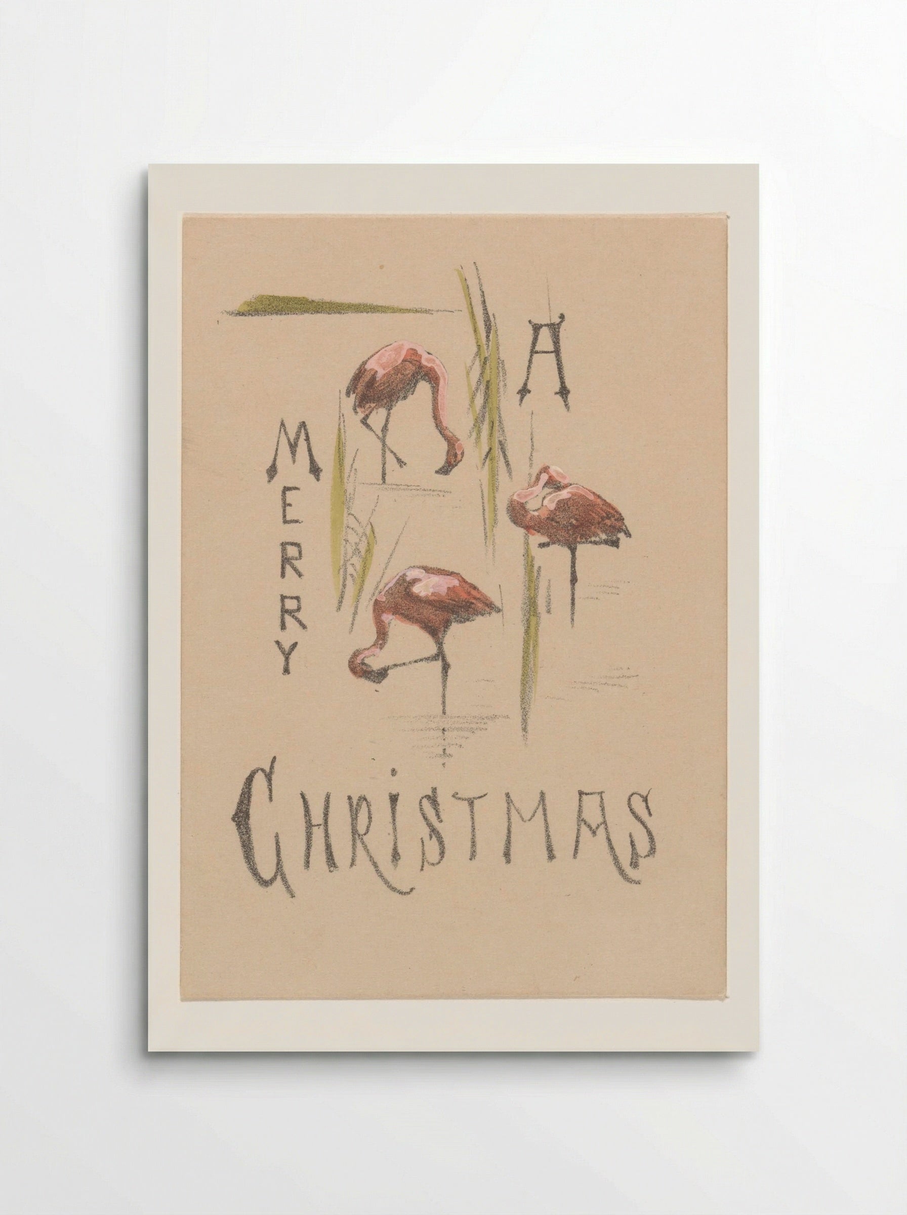 Kerstkaart met drie flamingo's - Theo van Hoytema - Poster
