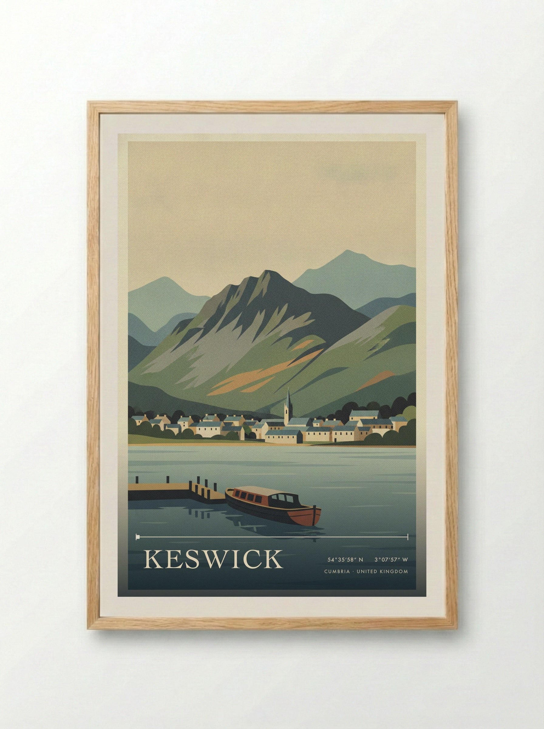 Keswick Cumbria United Kingdom Travel Poster - Framed Print Wood