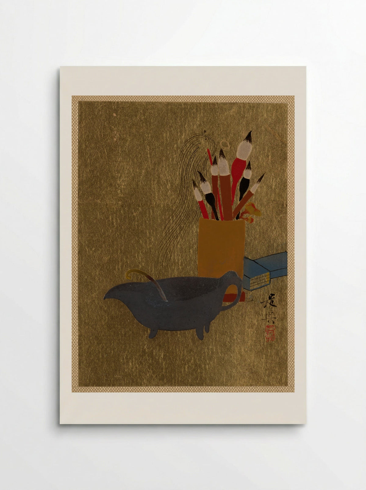 Kettle and Box with Paint Brushes - Shibata Zeshin - Poster
