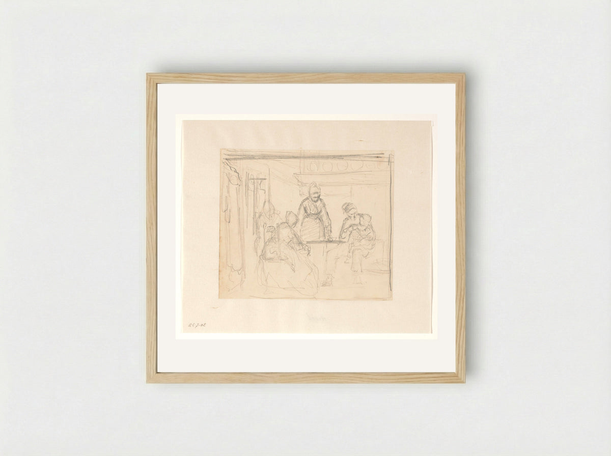 Keukeninterieur met familie - Hendrik Valkenburg - Framed Print Wood