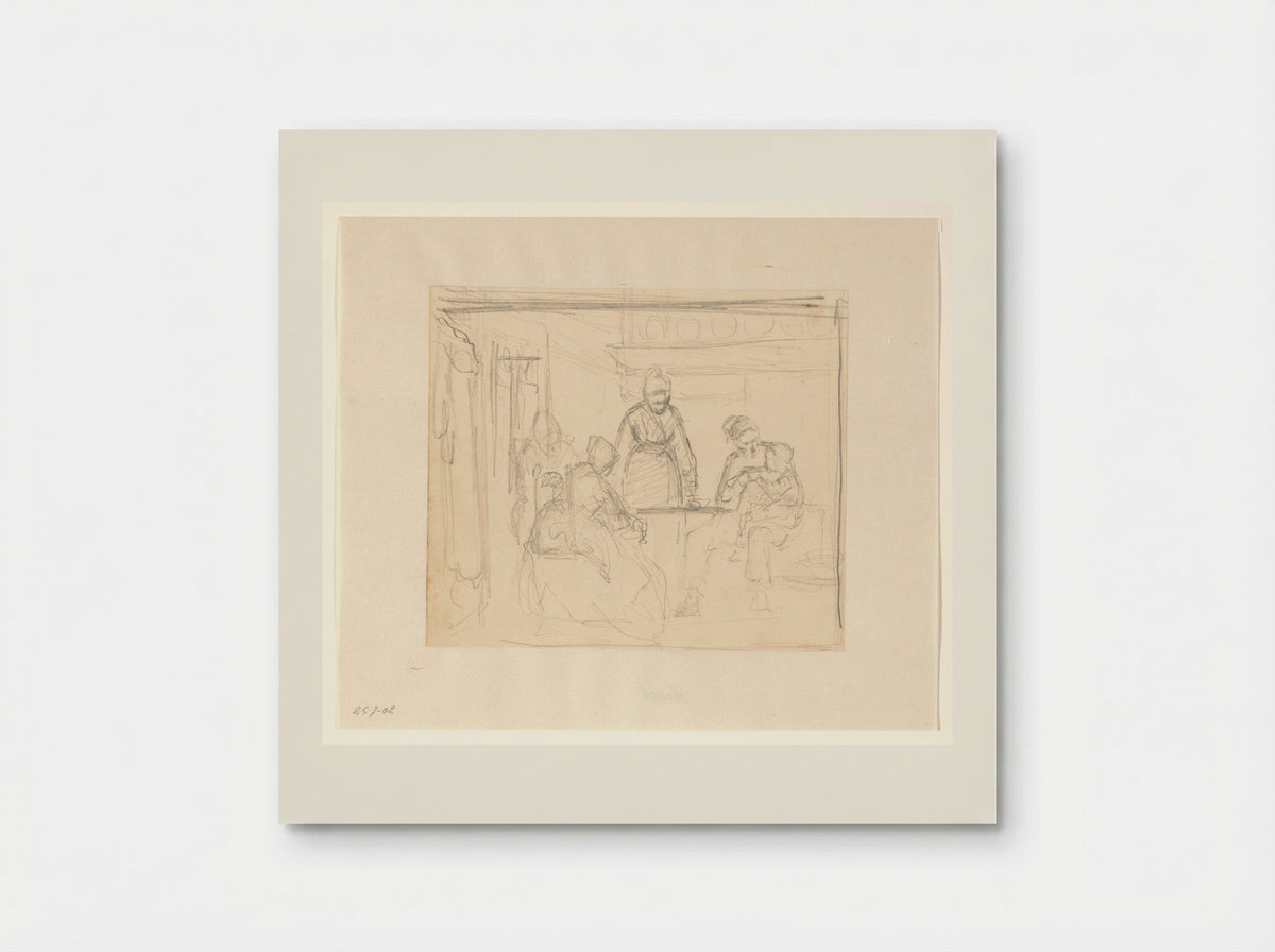 Keukeninterieur met familie - Hendrik Valkenburg - Poster