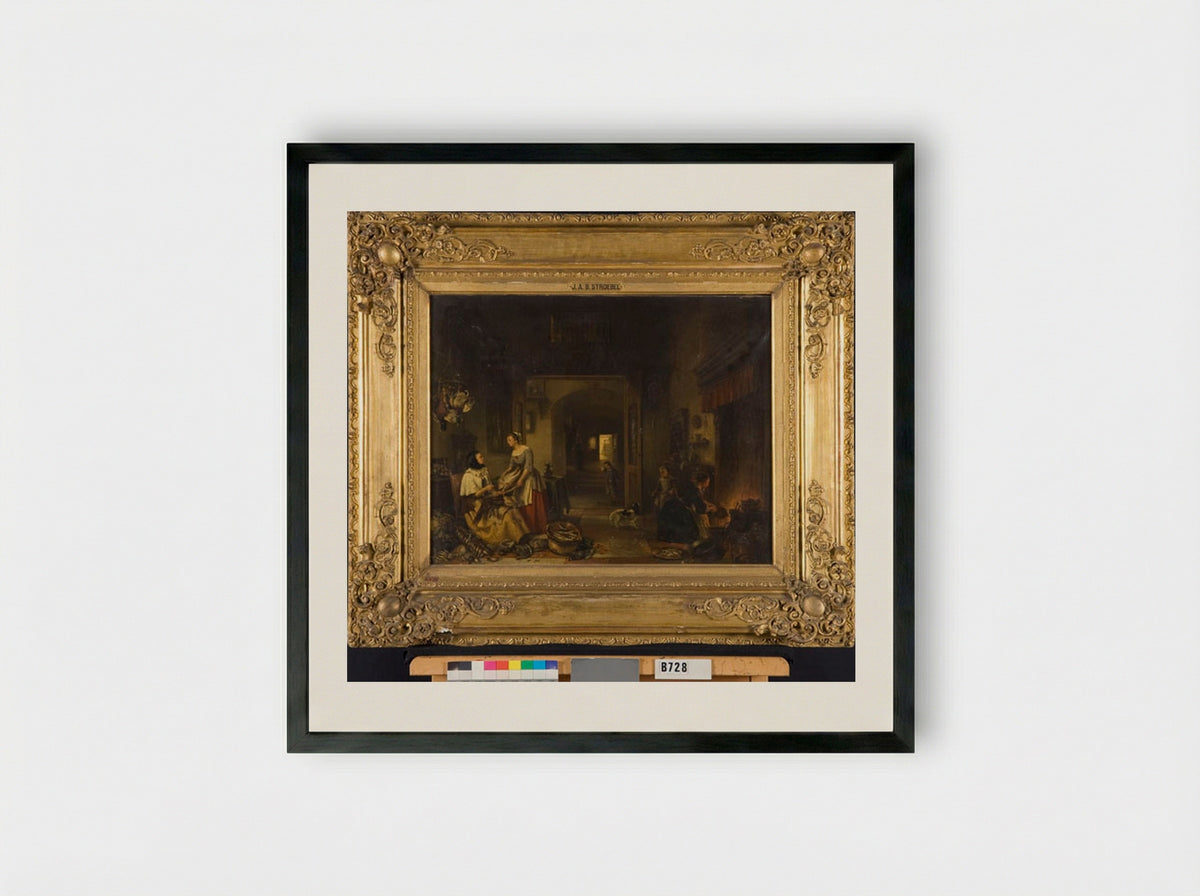 Keukeninterieur - Johannes Stroebel - Framed Print Black