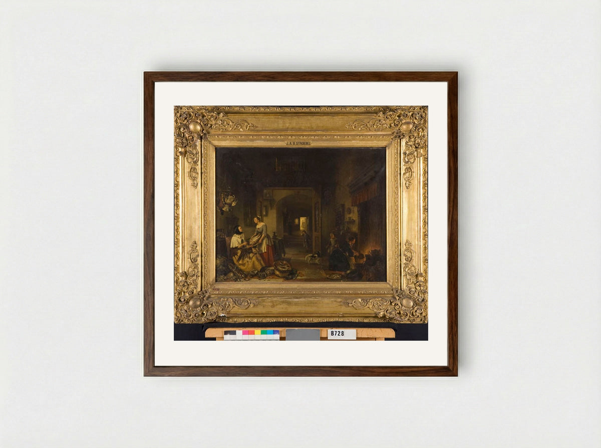 Keukeninterieur - Johannes Stroebel - Framed Print Dark Wood