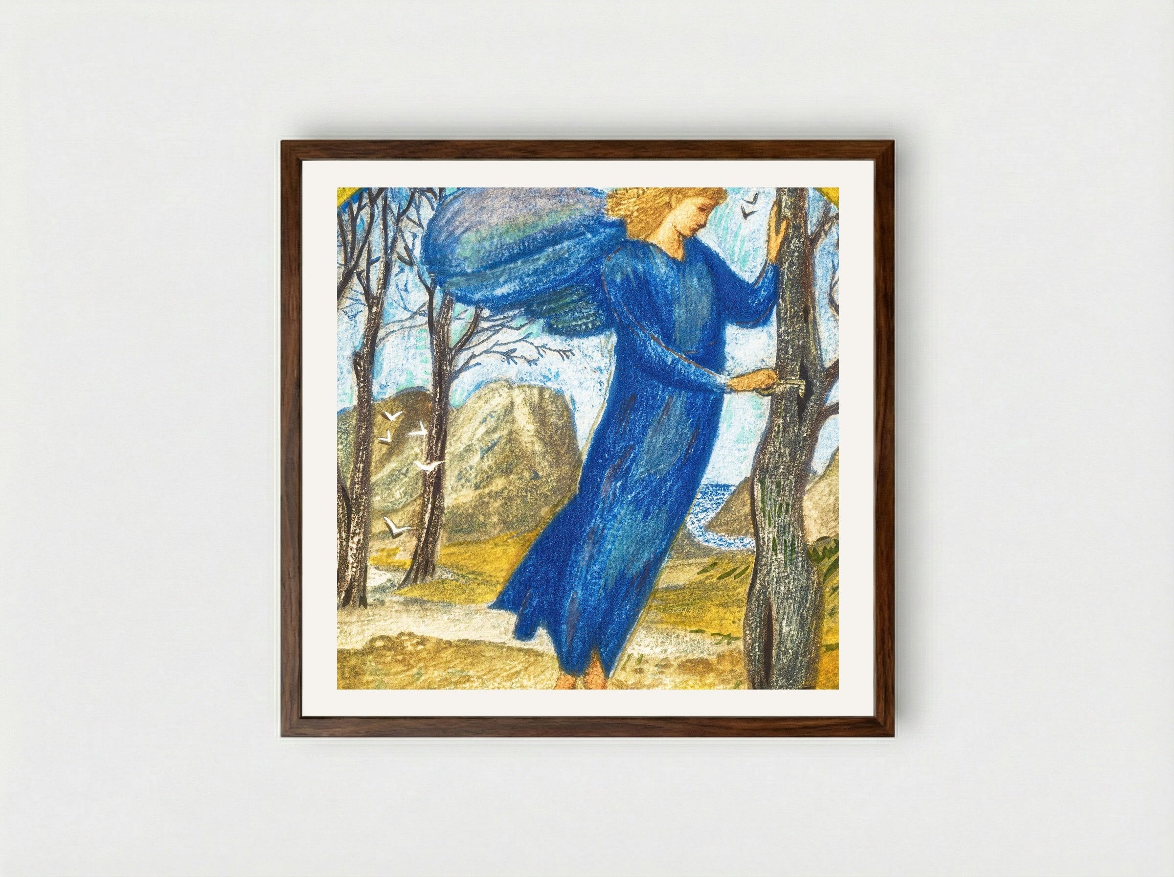Key of Spring - Edward Burne-Jones - Framed Print Dark Wood