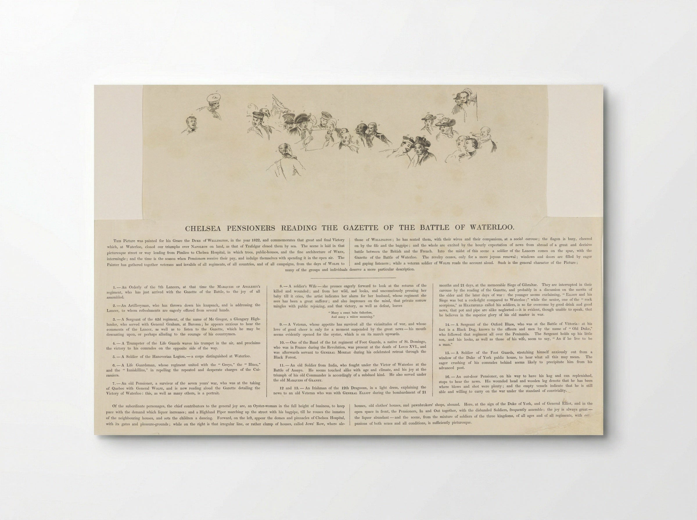 Key to the Chelsea Pensioners Reading the Gazette of the Battle of Waterloo - William Greatbach - Poster