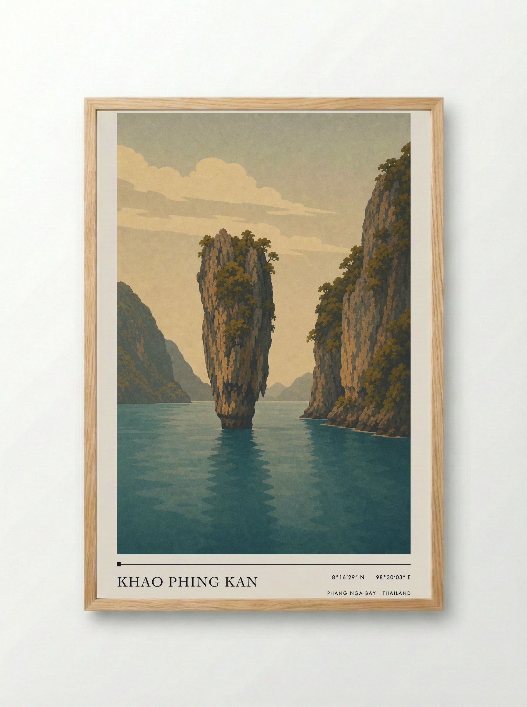 Khao Phing Kan Travel Poster Artwork - Framed Print Wood