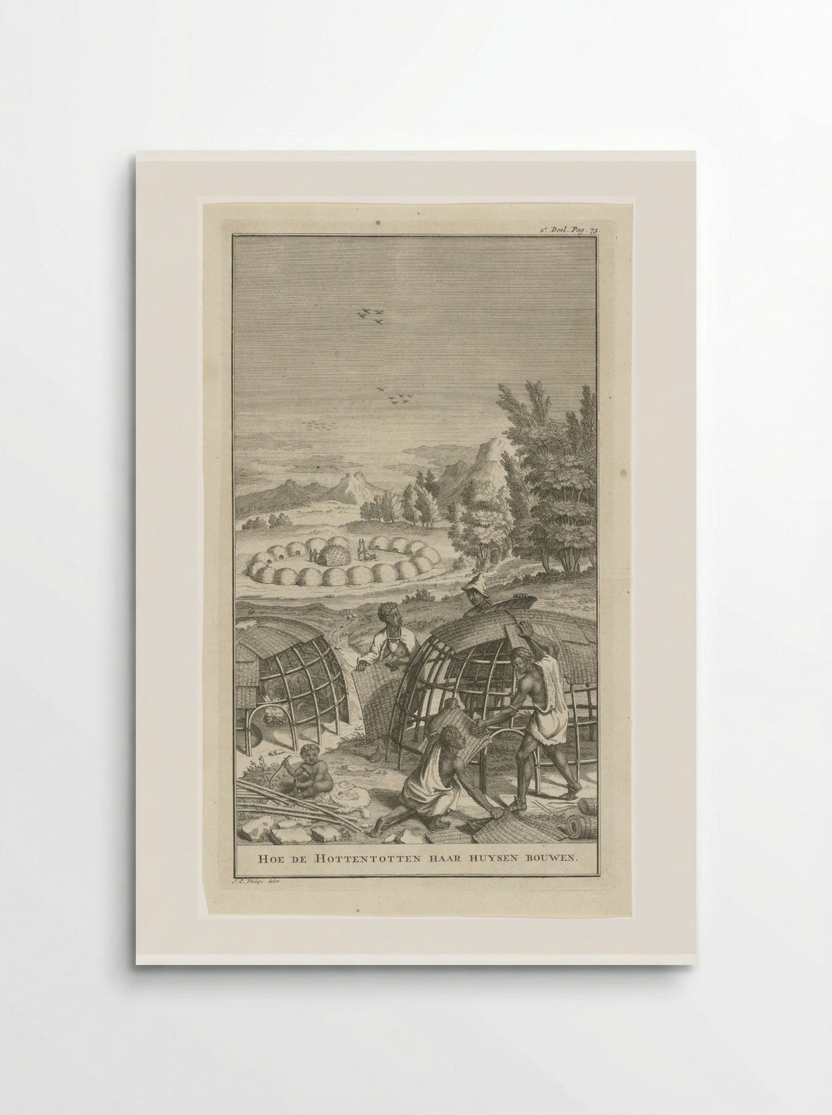 Khoikhoi bouwen een hut - Jan Caspar Philips - Poster