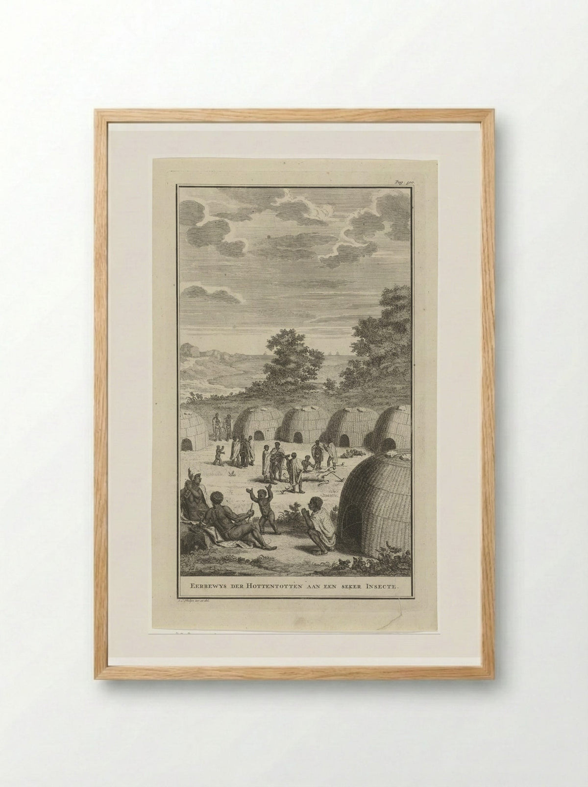 Khoikhoi die een insect vereren - Jan Caspar Philips - Framed Print Wood