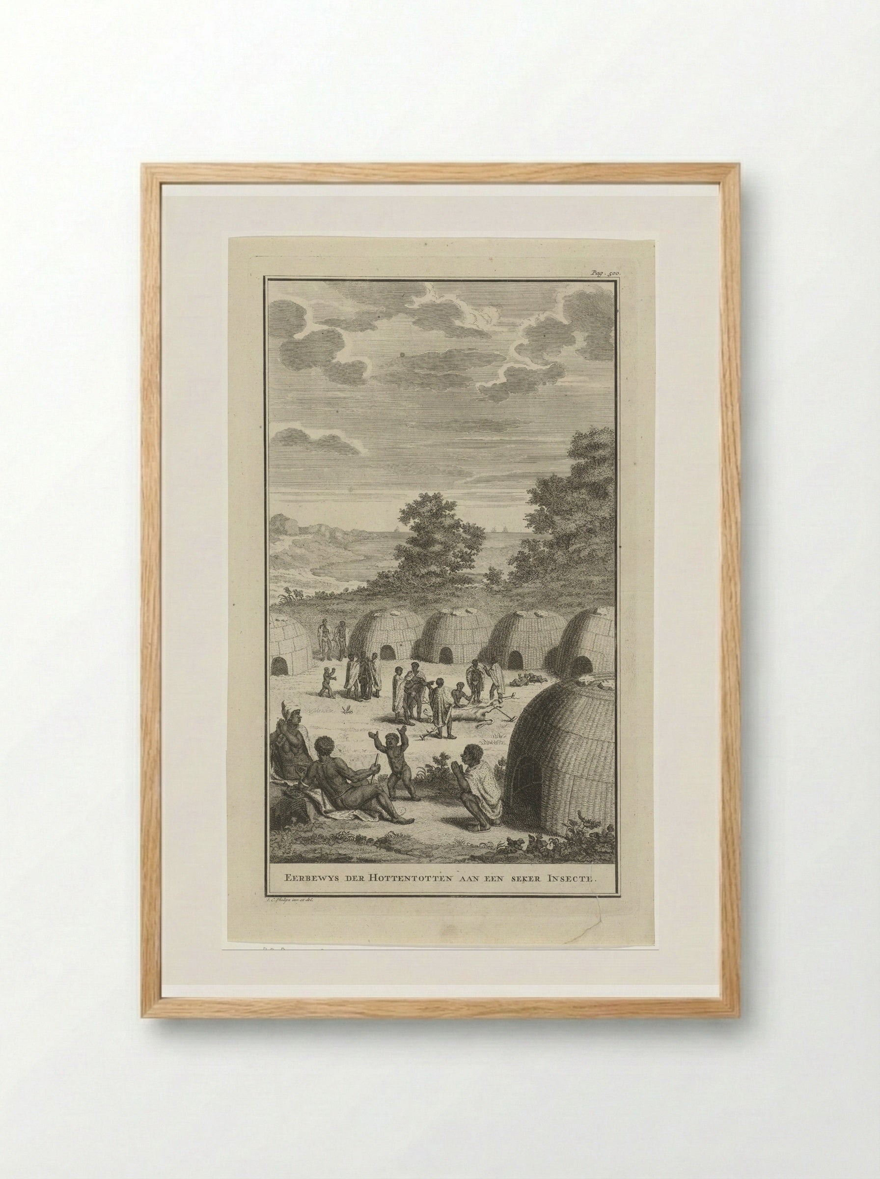 Khoikhoi die een insect vereren - Jan Caspar Philips - Framed Print Wood