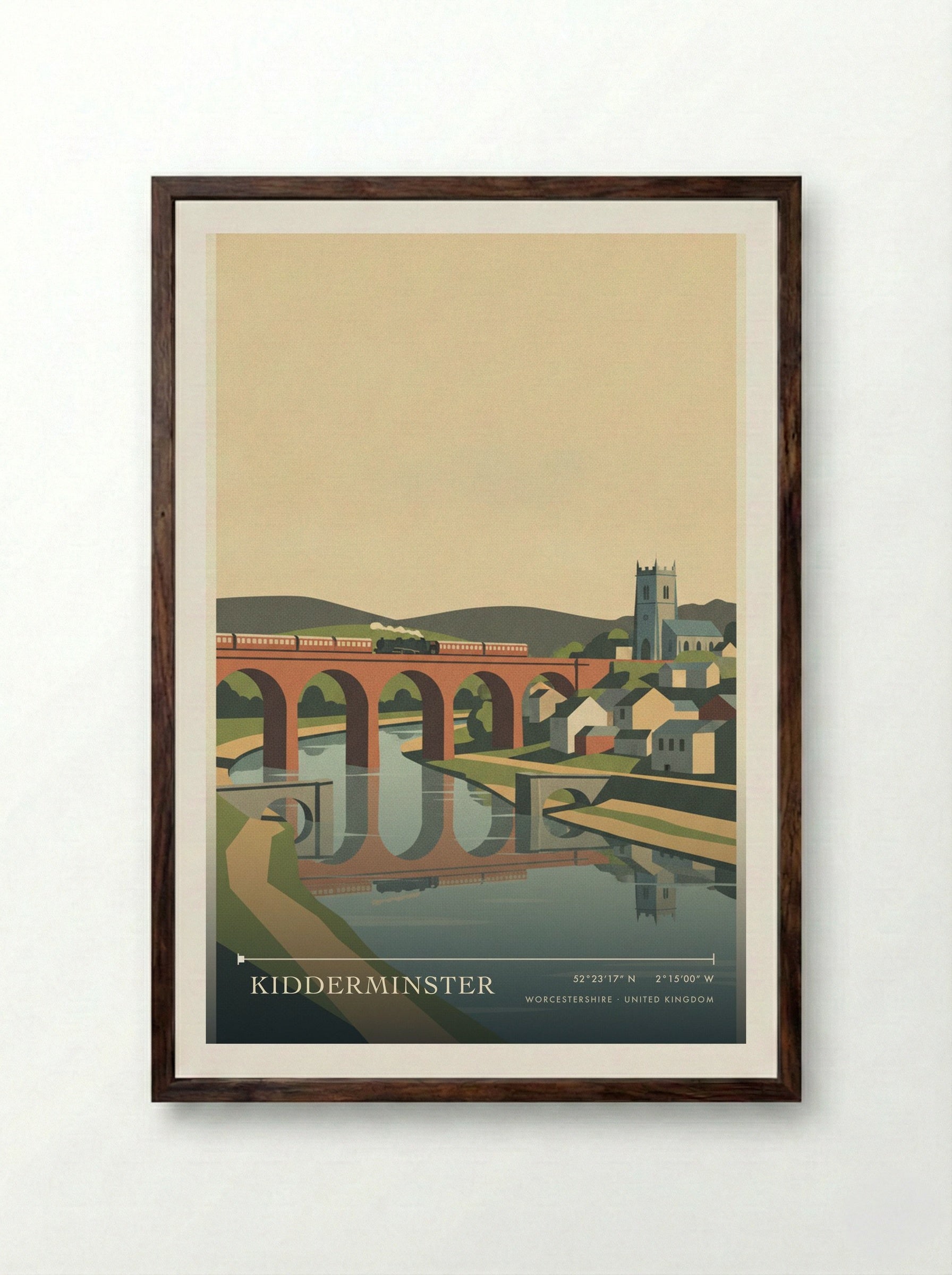 Kidderminster Worcestershire United Kingdom Travel Poster - Framed Print Dark Wood