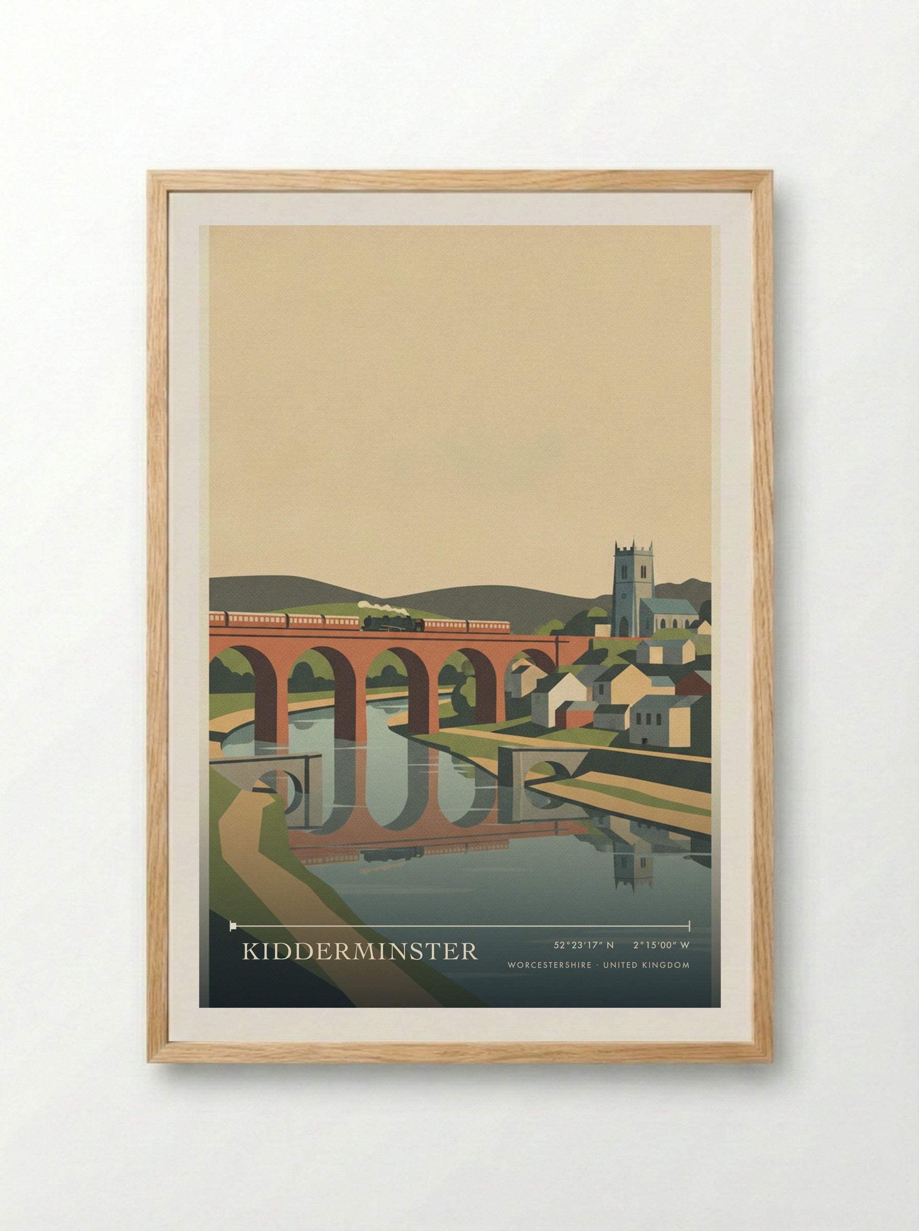 Kidderminster Worcestershire United Kingdom Travel Poster - Framed Print Wood