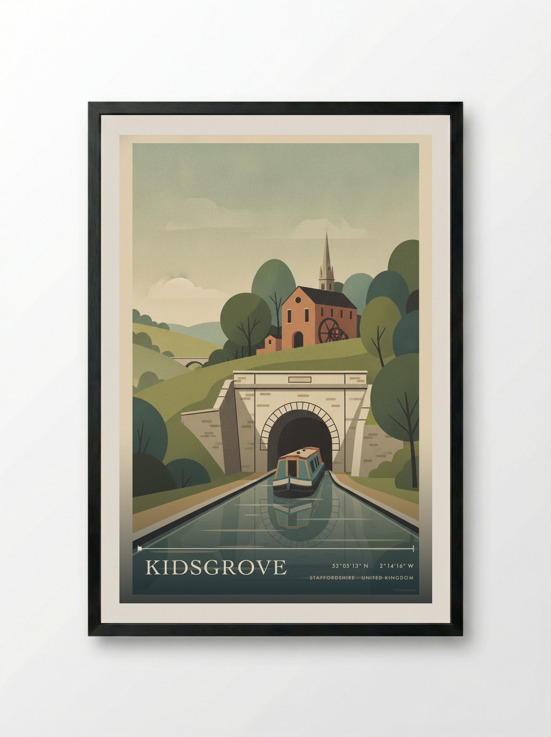 Kidsgrove Staffordshire United Kingdom Travel Poster - Framed Print Black