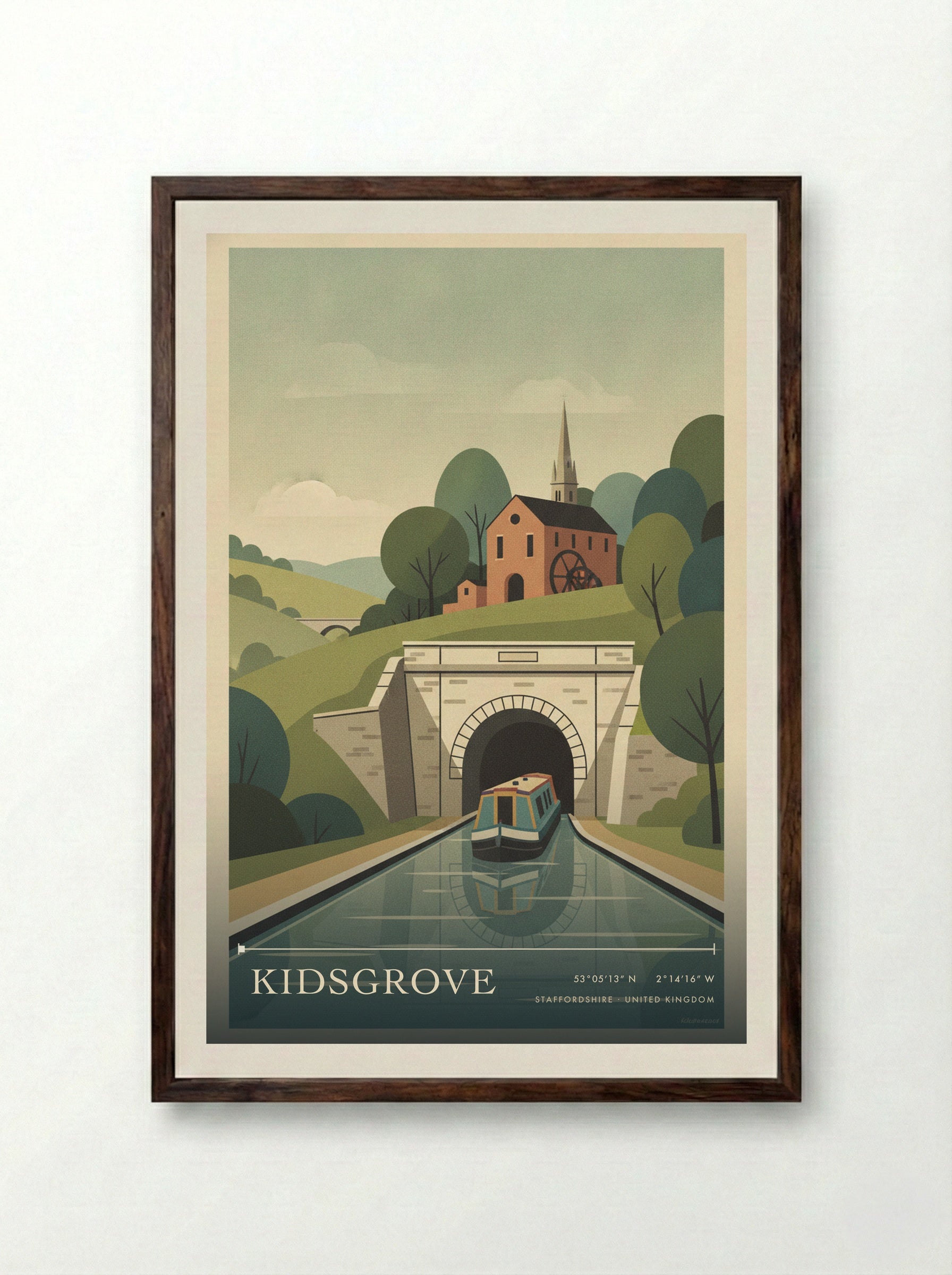 Kidsgrove Staffordshire United Kingdom Travel Poster - Framed Print Dark Wood
