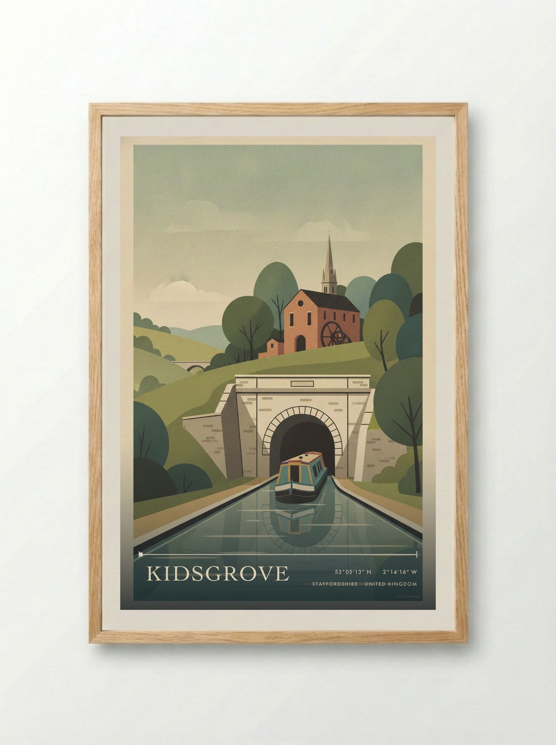 Kidsgrove Staffordshire United Kingdom Travel Poster - Framed Print Wood