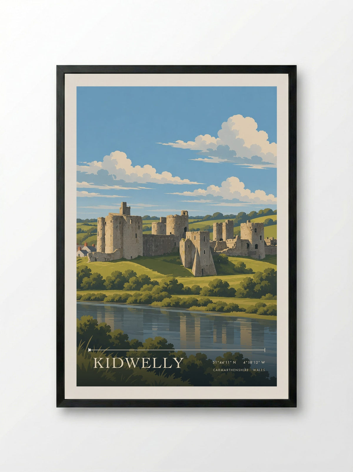 Kidwelly, Carmarthenshire | Travel Poster - Framed Print Black